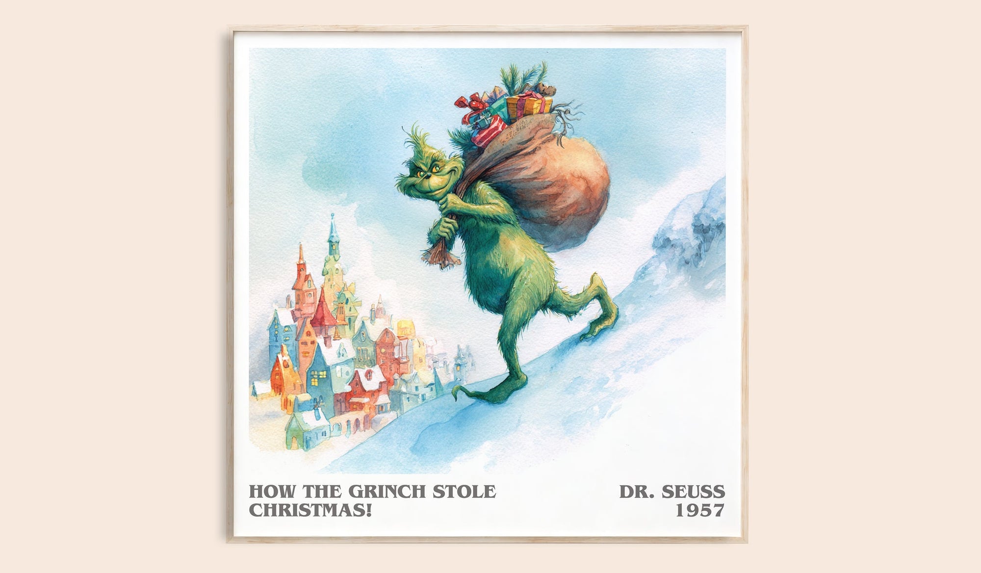 How the Grinch Stole Christmas literary book poster by Dr. Seuss – framed literary art print