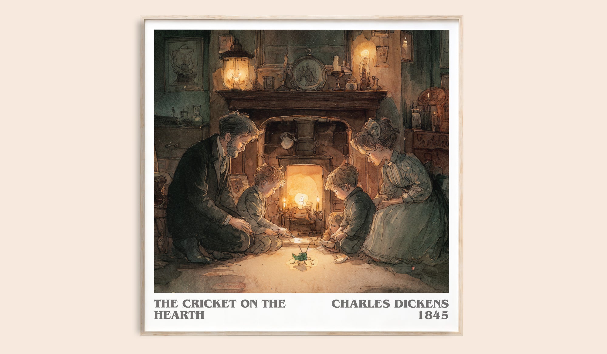 The Cricket On The Hearth literary book poster by Charles Dickens – framed literary art print