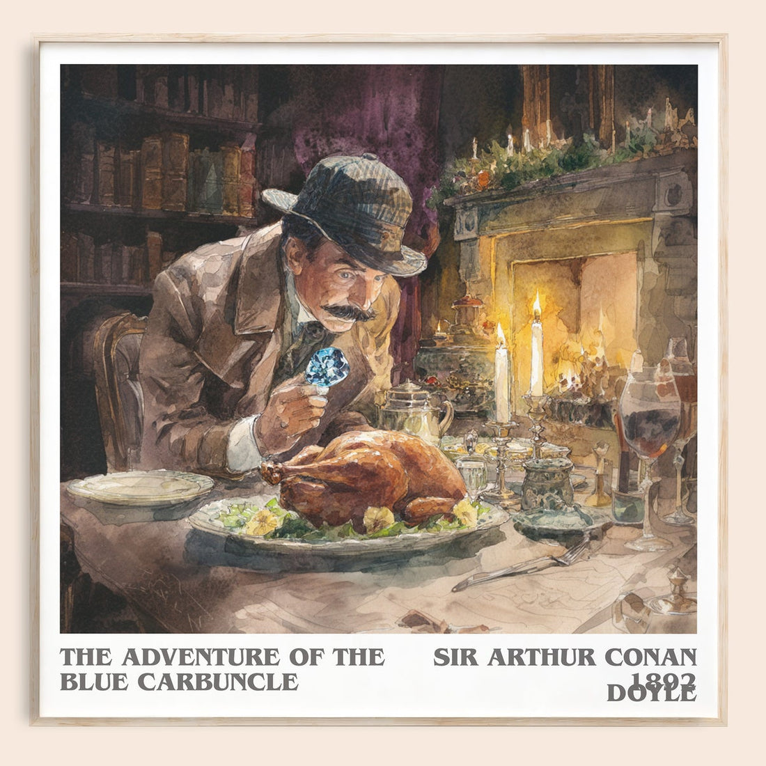 The Adventure Of The Blue Carbuncle literary book poster by Sir Arthur Conan Doyle – framed literary art print