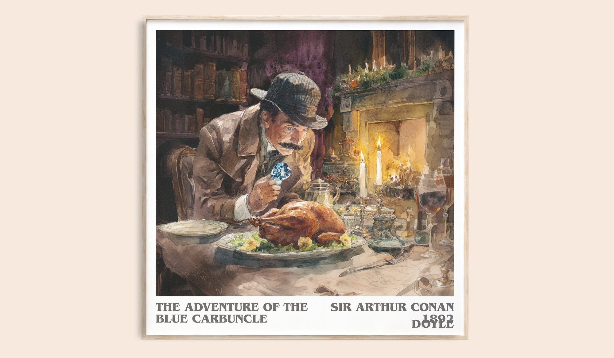The Adventure Of The Blue Carbuncle literary book poster by Sir Arthur Conan Doyle – framed literary art print
