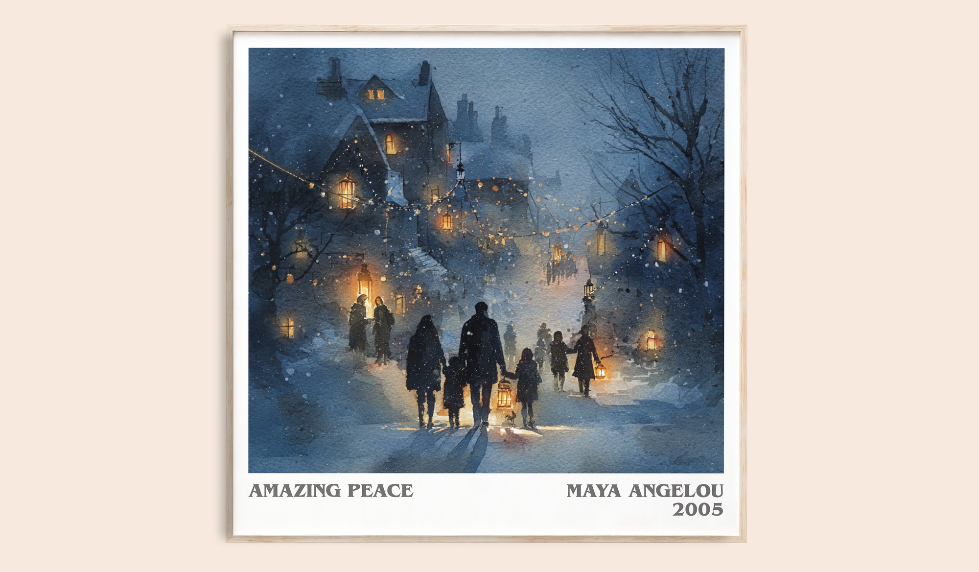 Amazing Peace literary book poster by Maya Angelou – framed literary art print