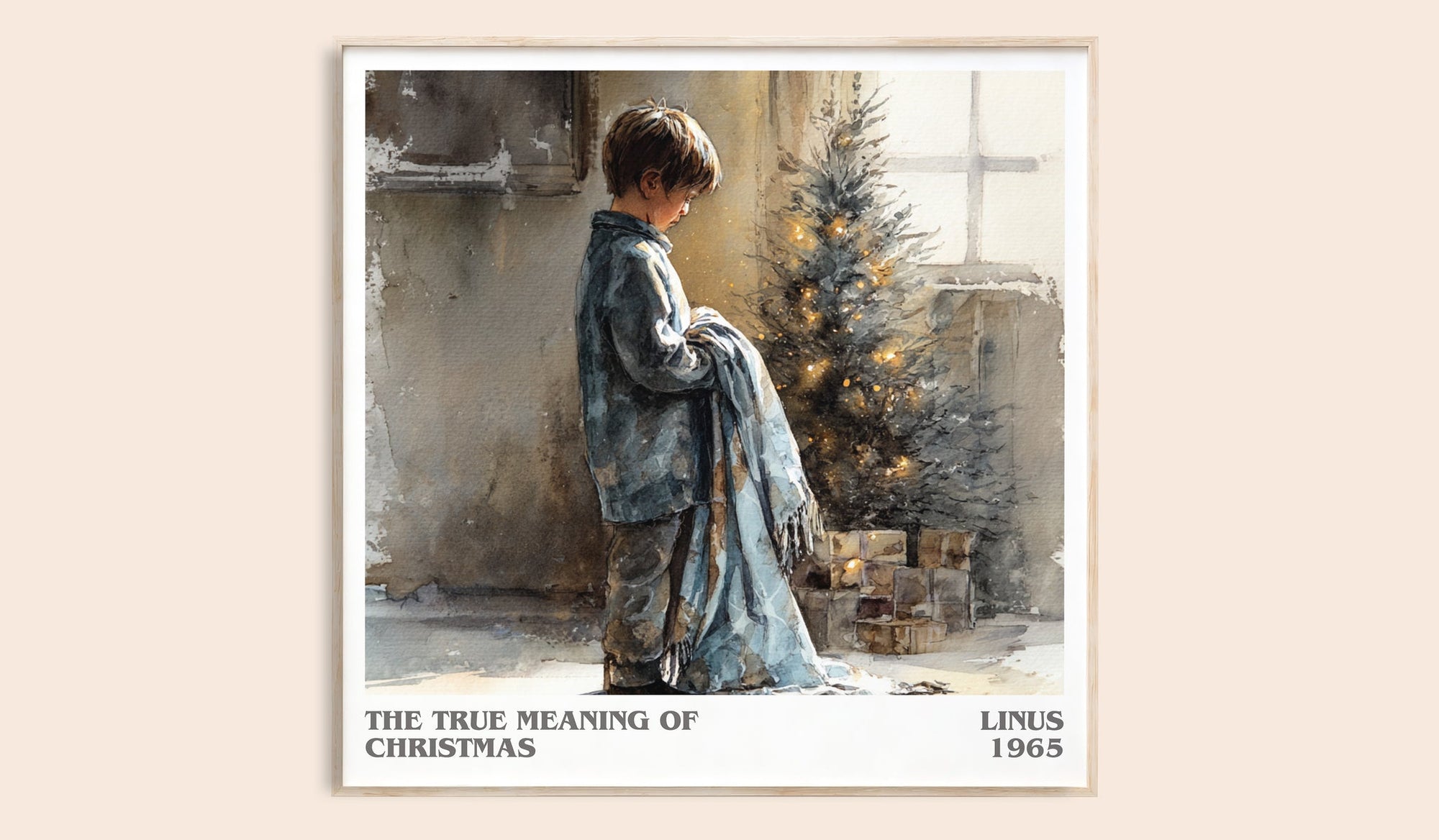 The True Meaning Of Christmas literary book poster by Linus – framed literary art print