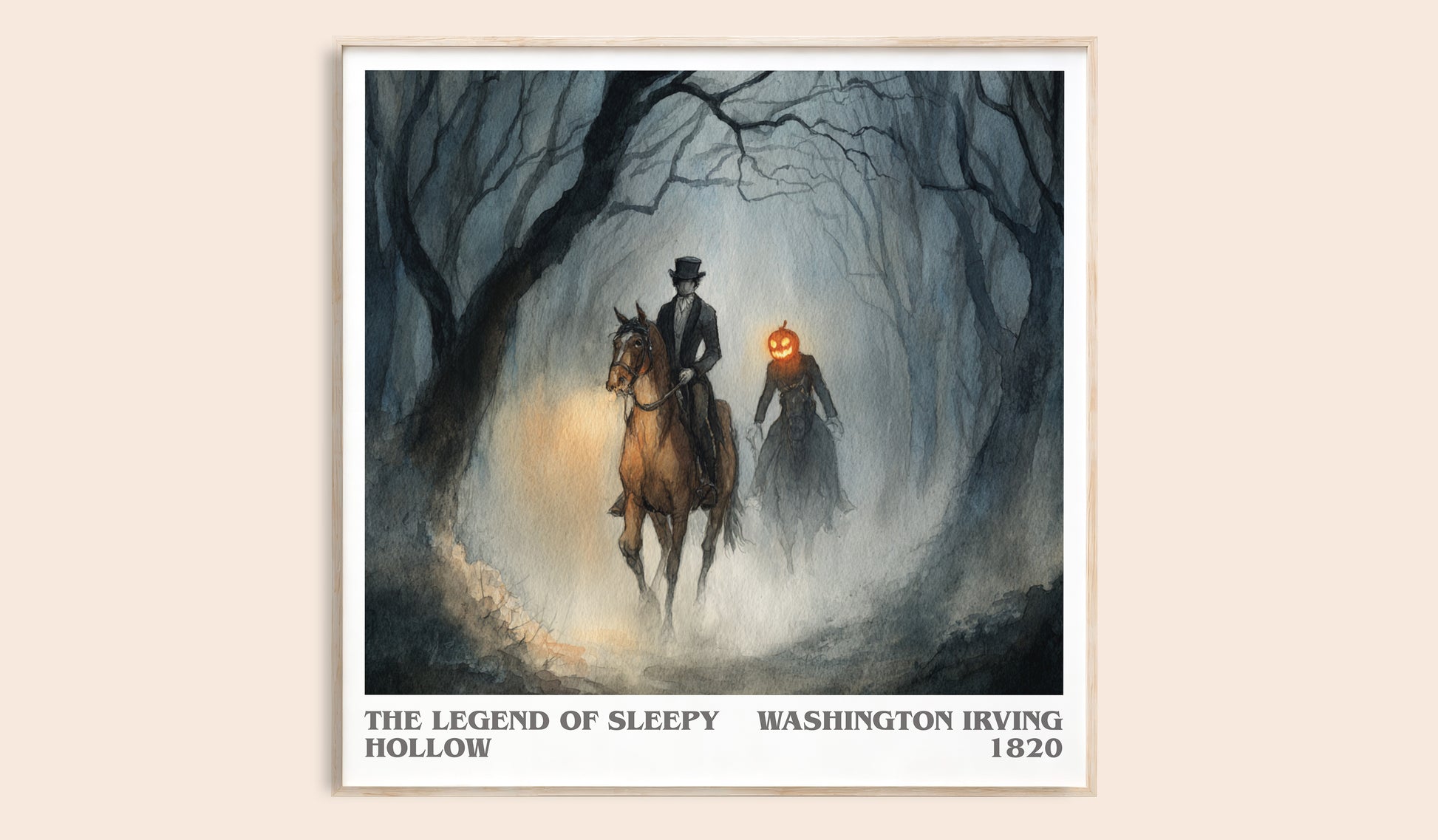 The Legend Of Sleepy Hollow literary book poster by Washington Irving – framed literary art print
