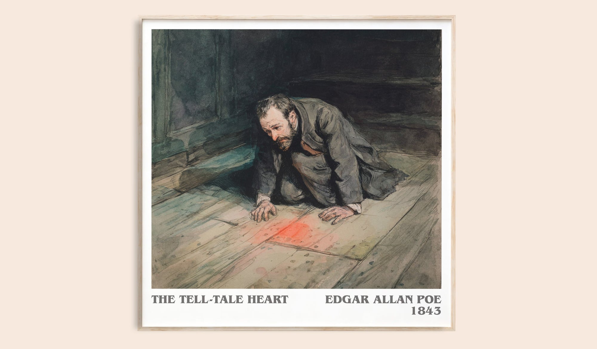 The Tell-Tale Heart literary book poster by Edgar Allen Poe – framed literary art print