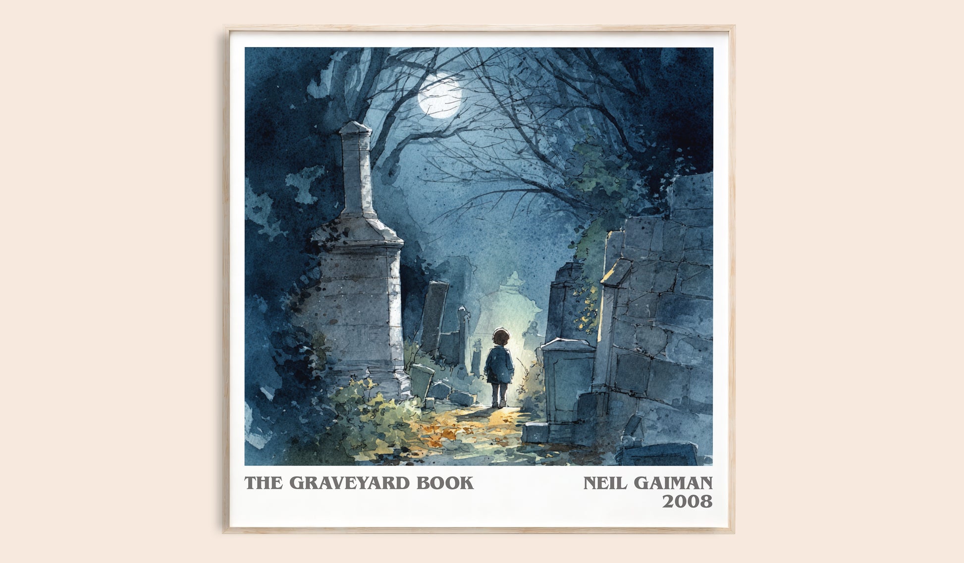 The Graveyard Book literary book poster by Neil Gaiman – framed literary art print