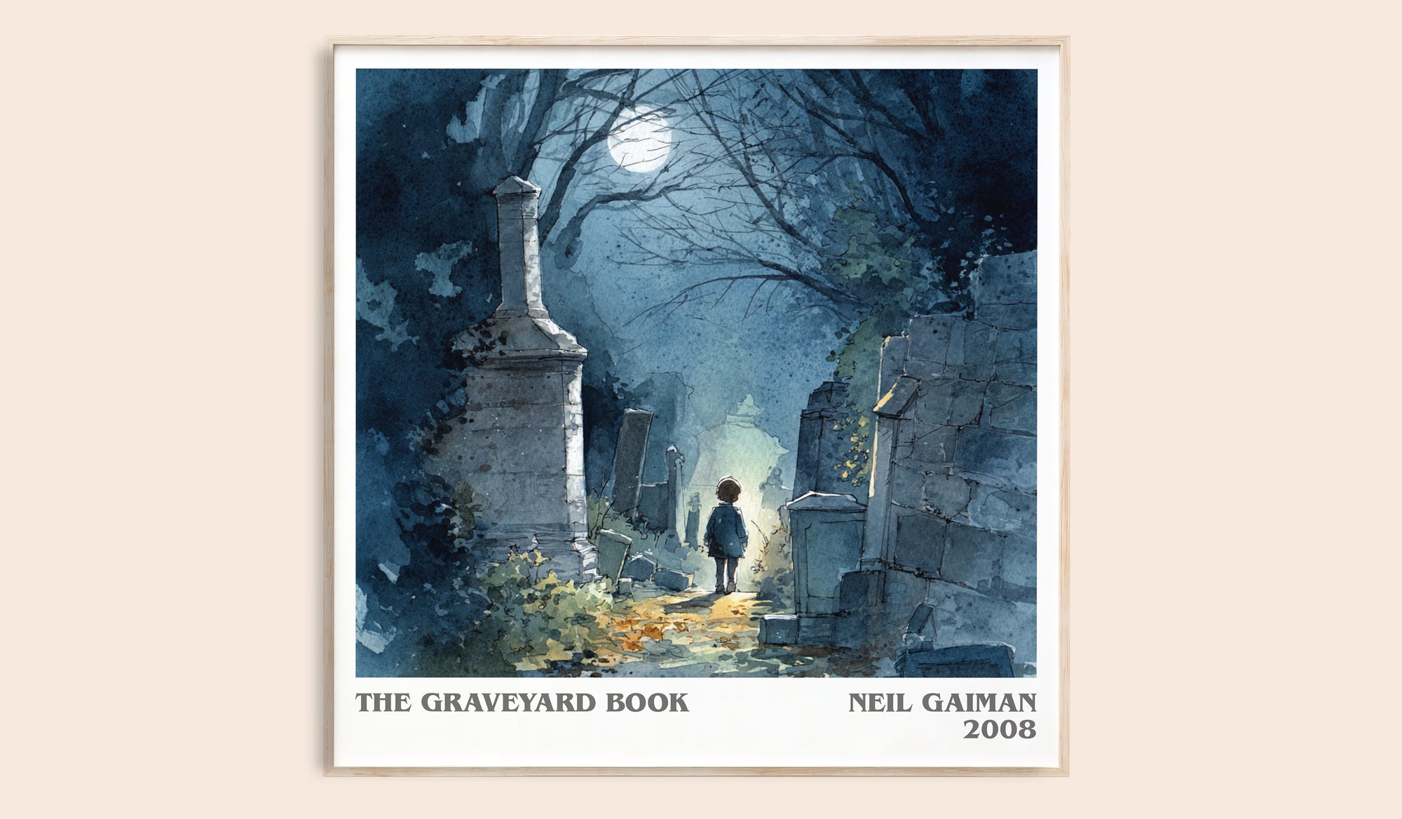The Graveyard Book literary book poster by Neil Gaiman – framed literary art print