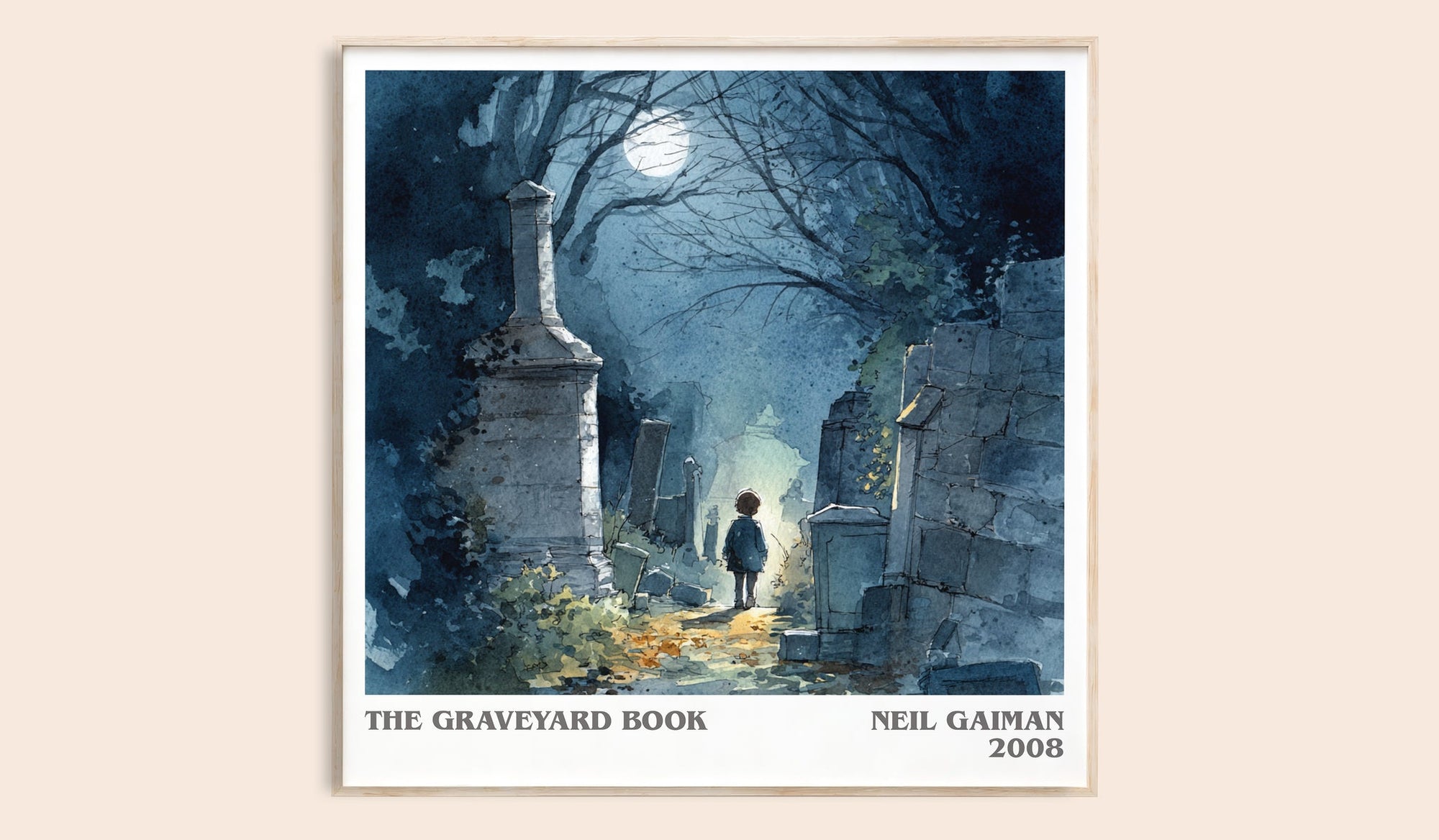 The Graveyard Book literary book poster by Neil Gaiman – framed literary art print