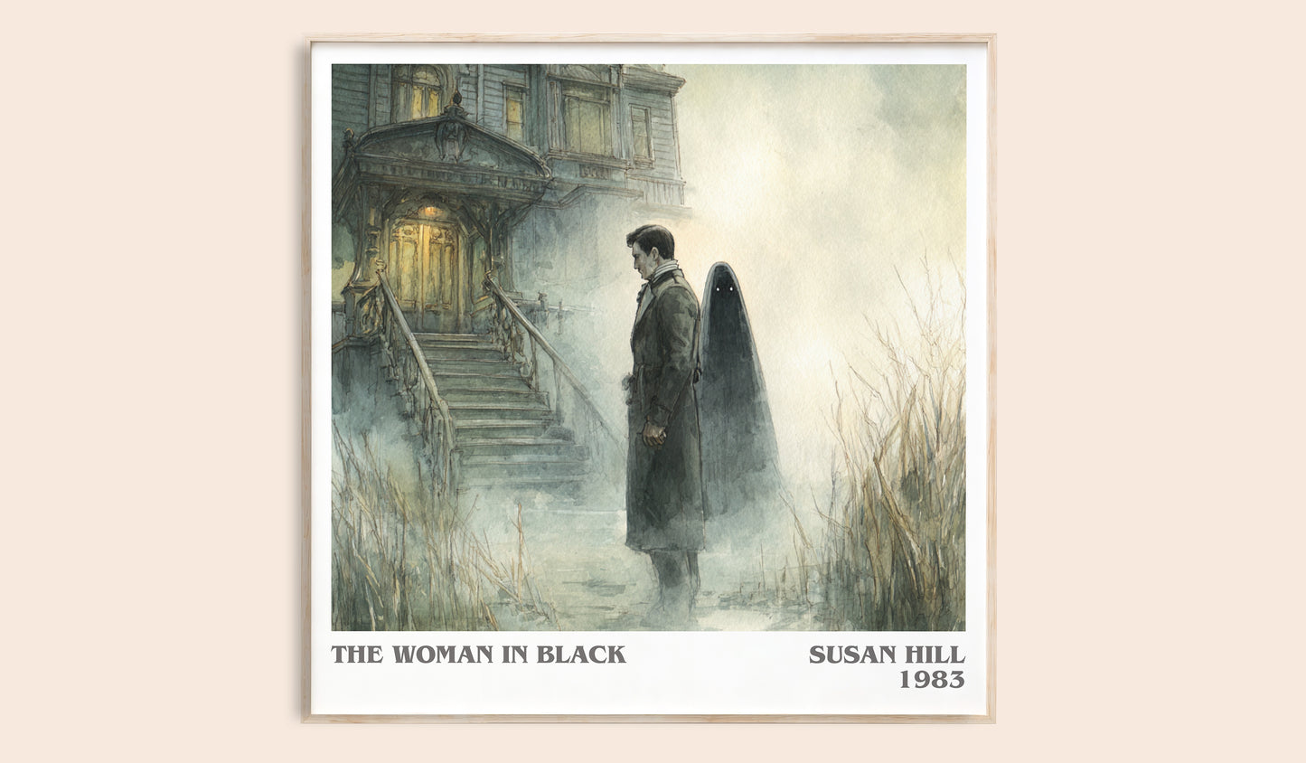 The Woman in Black literary book poster by Susan Hill – framed literary art print