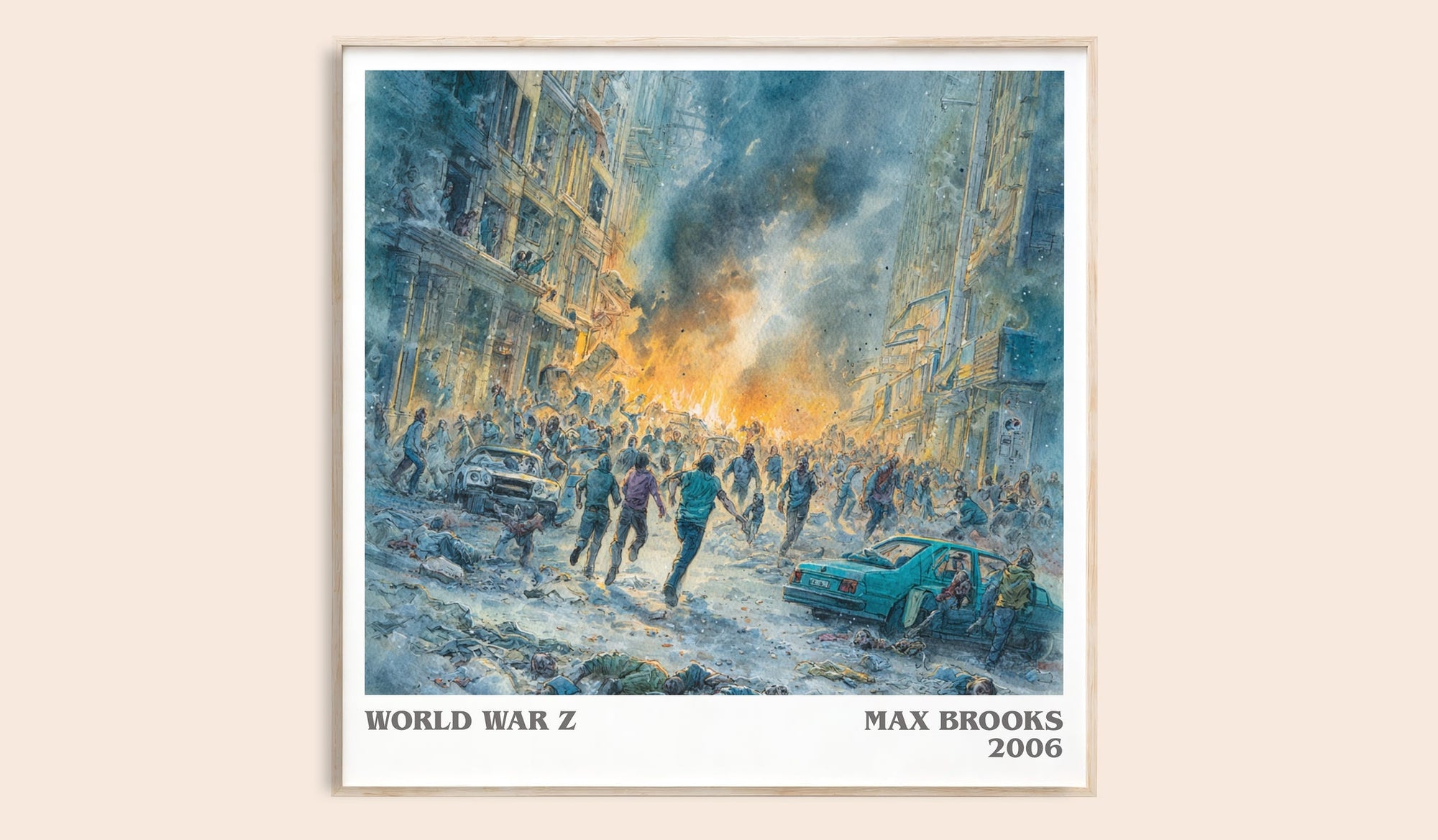 World War Z literary book poster by Max Brooks – framed literary art print
