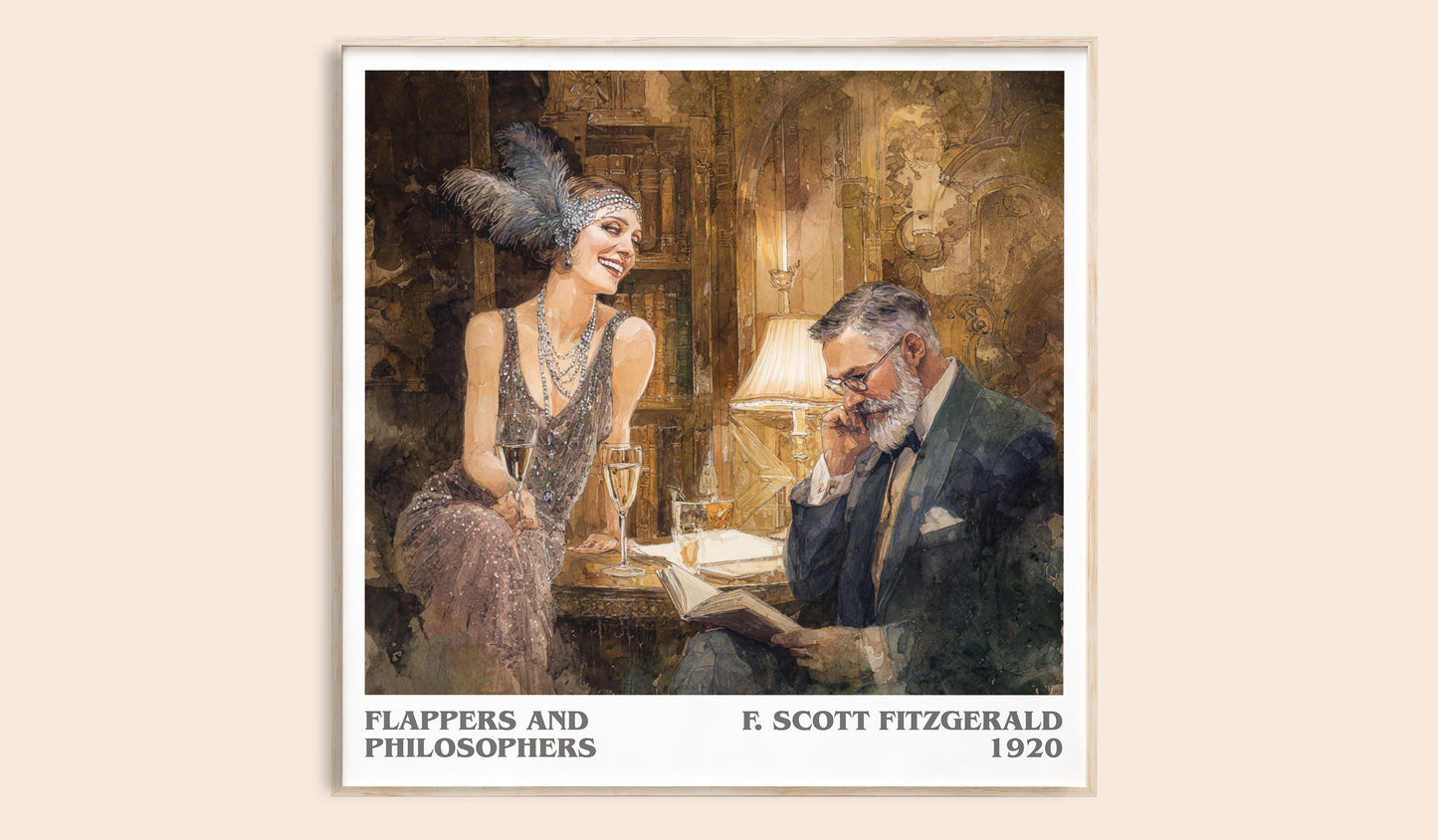 Flappers And Philosophers literary book poster by F. Scott Fitzgerald – framed literary art print