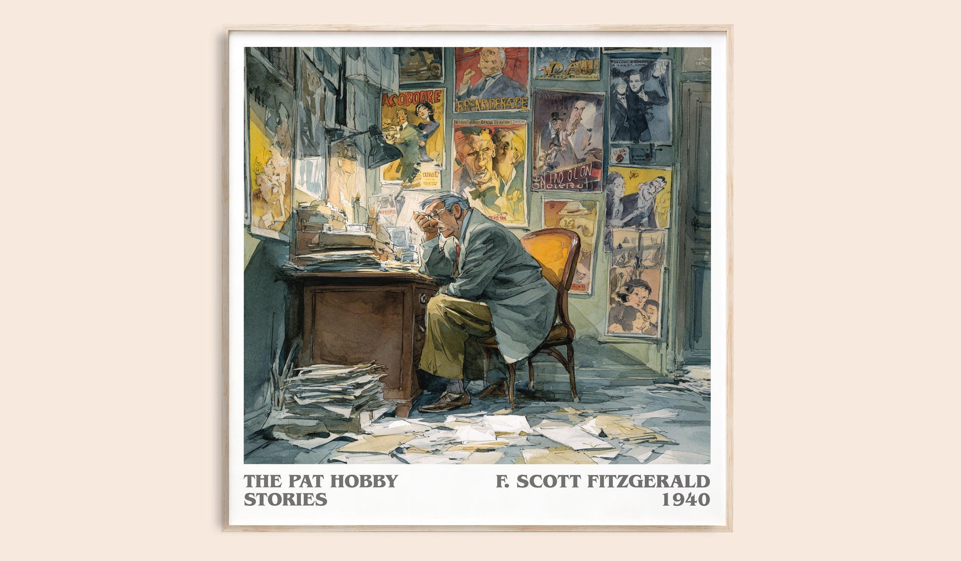The Pat Hobby Stories literary book poster by F. Scott Fitzgerald – framed literary art print
