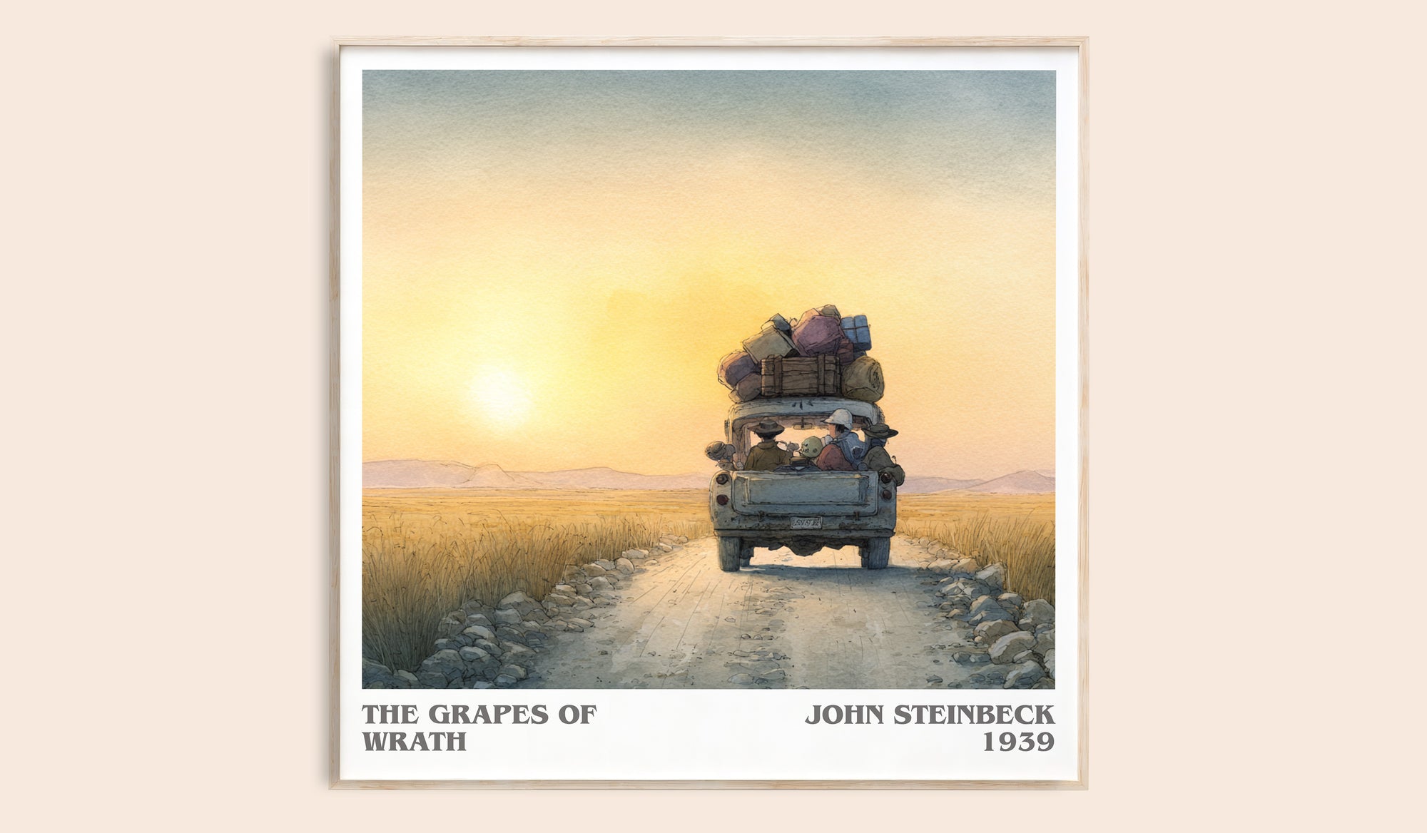 The Grapes of Wrath literary book poster by John Steinbeck – framed literary art print