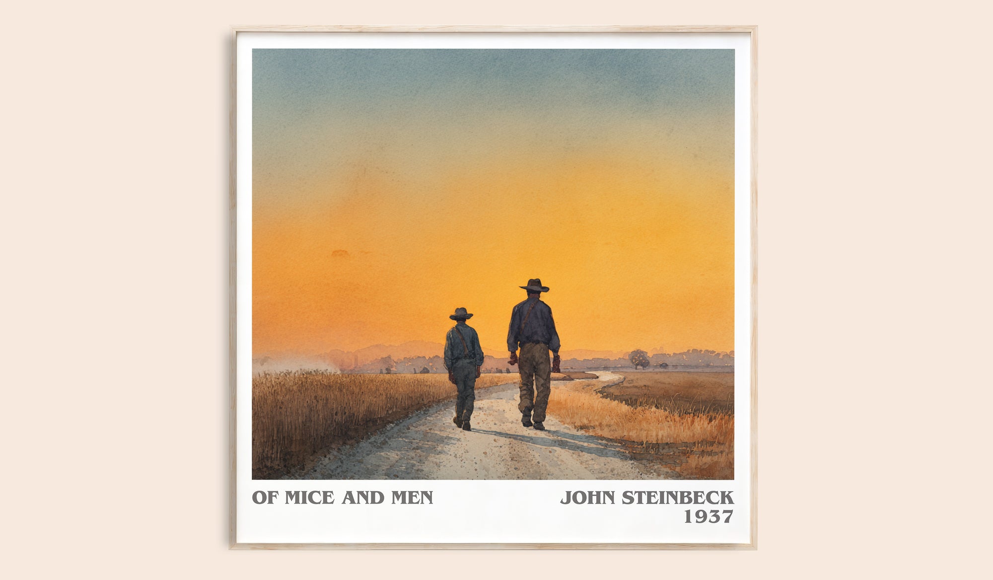 Of Mice and Men literary book poster by John Steinbeck – framed literary art print