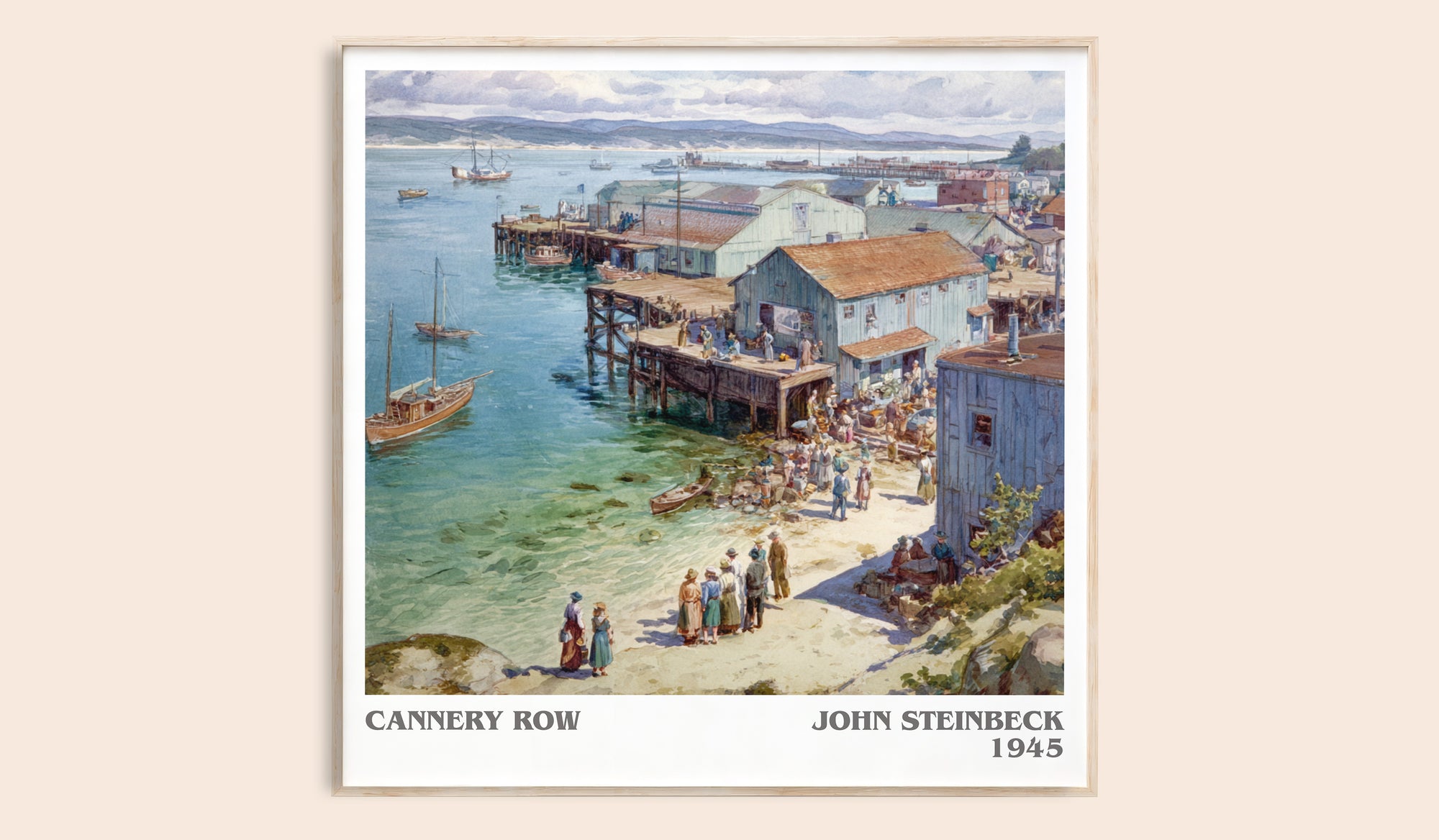 Cannery Row literary book poster by John Steinbeck – framed literary art print