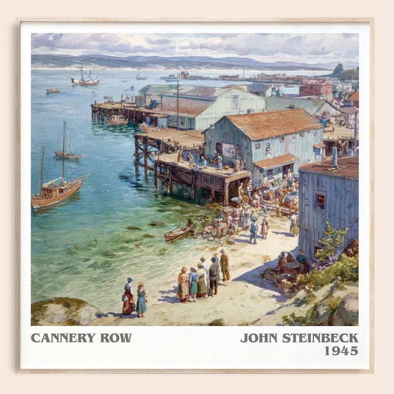 Cannery Row literary book poster by John Steinbeck – framed literary art print