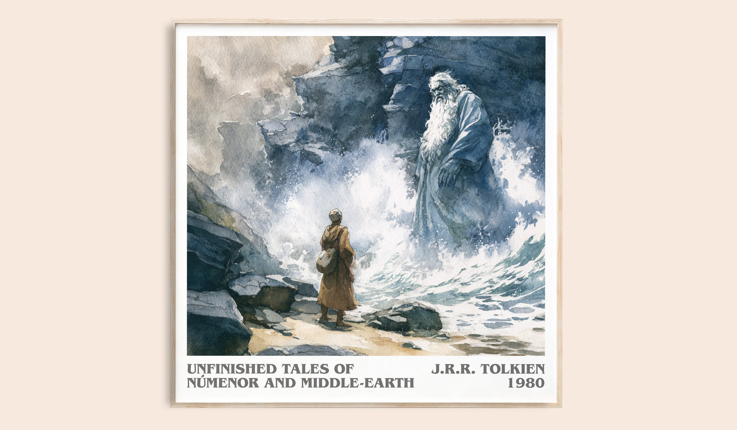 Unfinished Tales Of Numenor And Middle-Earth literary book poster by J.R.R. Tolkien – framed literary art print