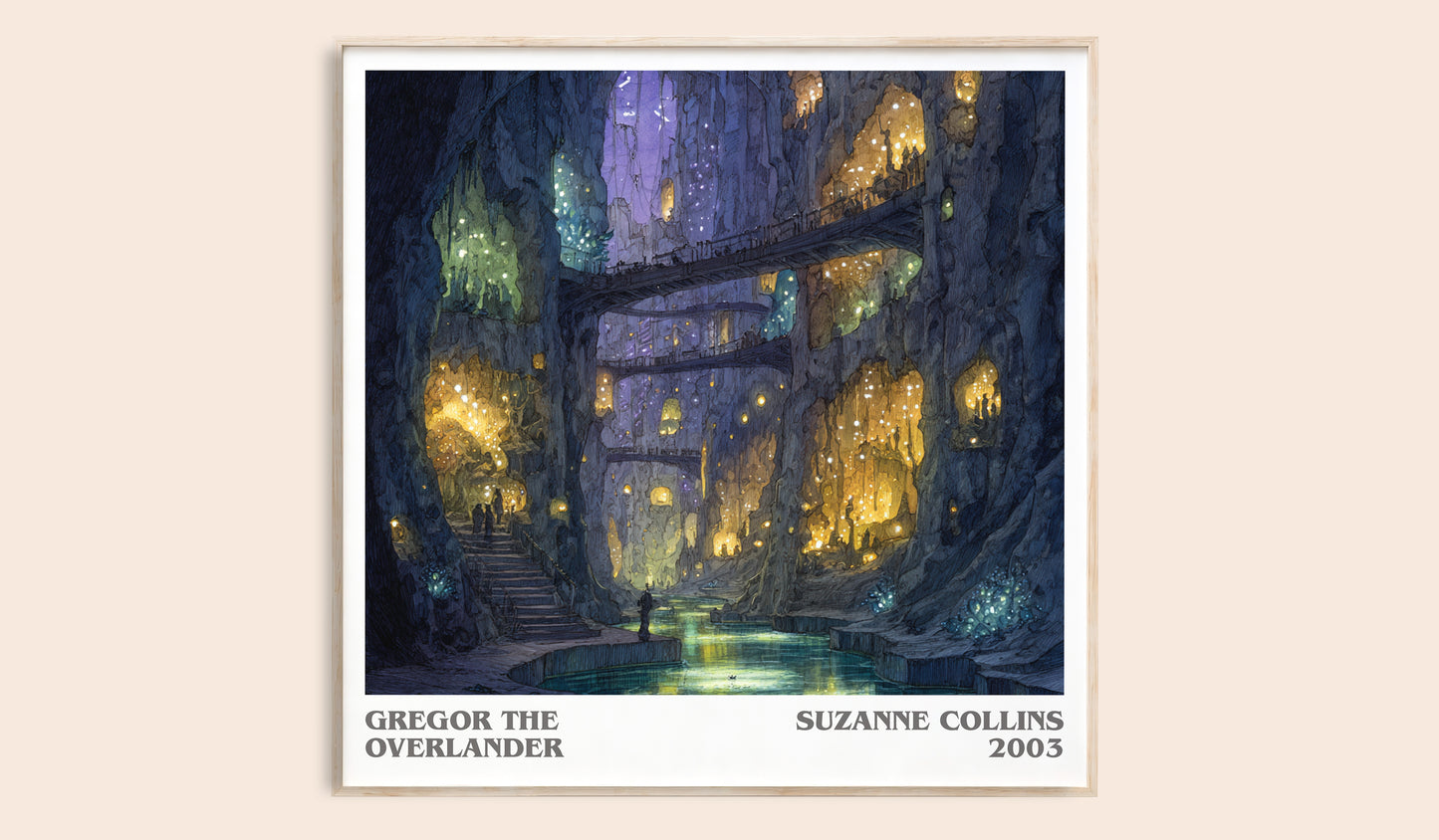 Gregor The Overlander literary book poster by Suzanne Collins – framed literary art print