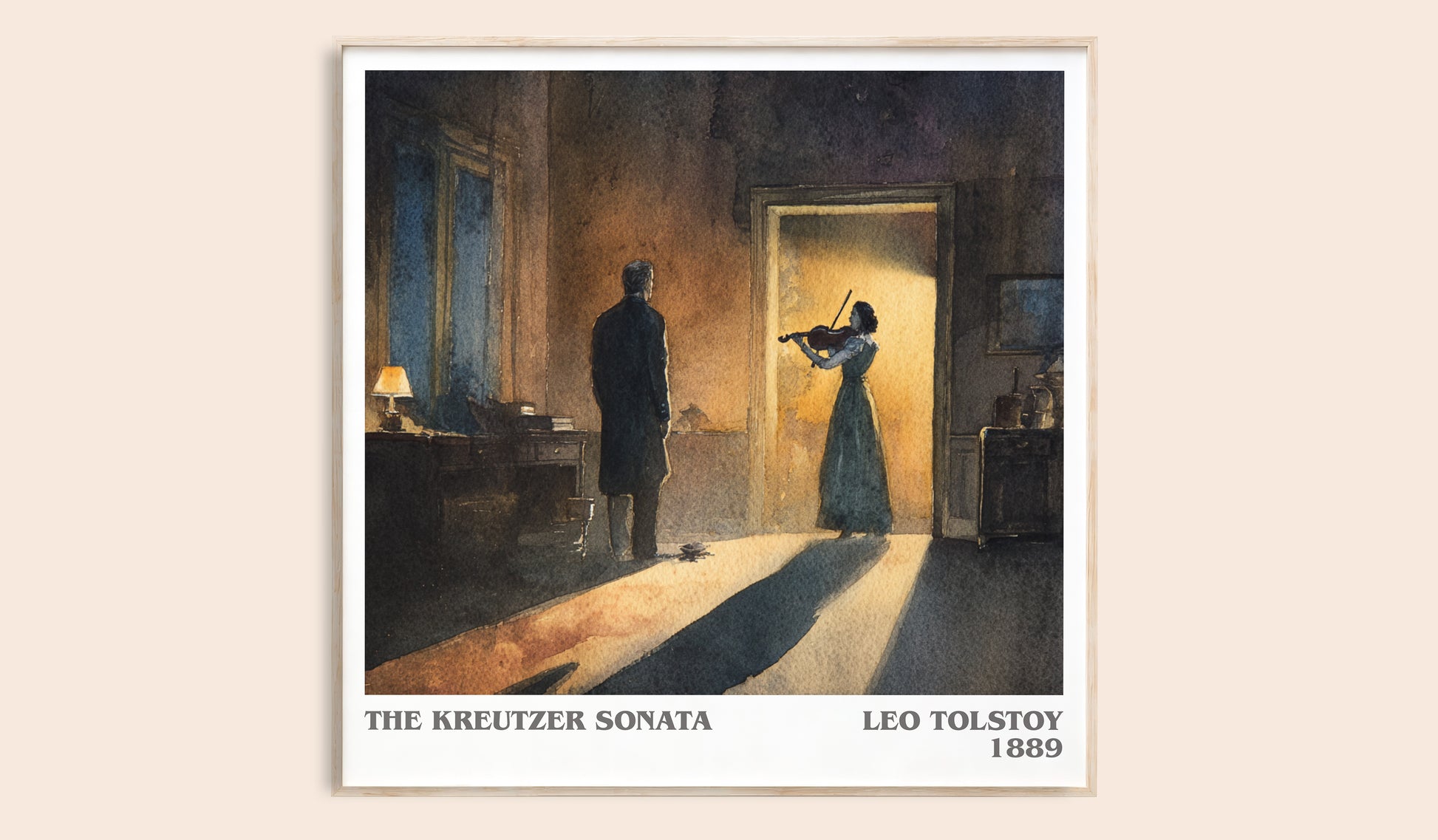 The Kreutzer Sonata literary book poster by Leo Tolstoy – framed literary art print