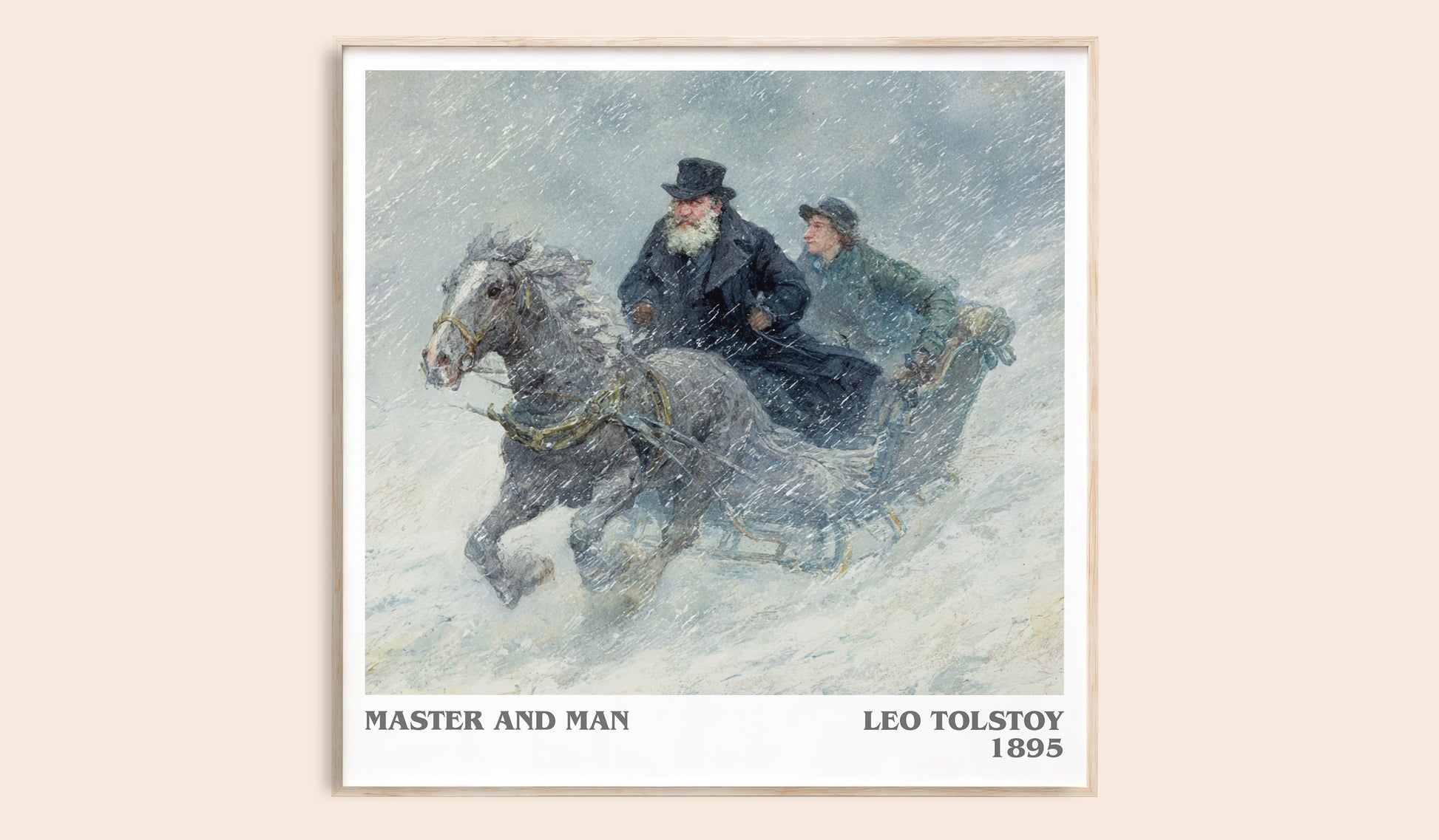 Master And Man literary book poster by Leo Tolstoy – framed literary art print