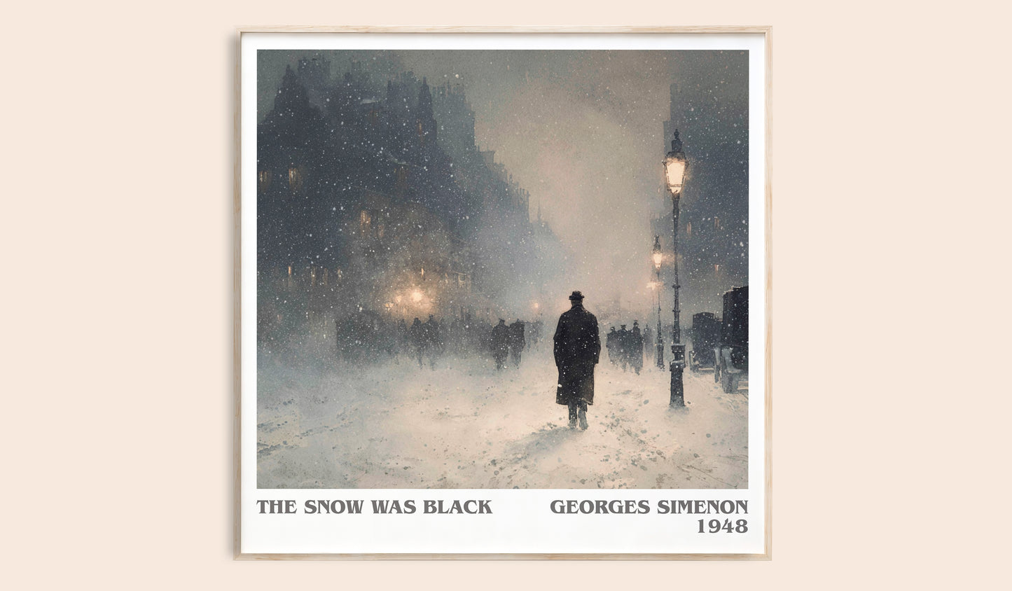 The Snow was Black literary book poster by Georges Simenon – framed literary art print