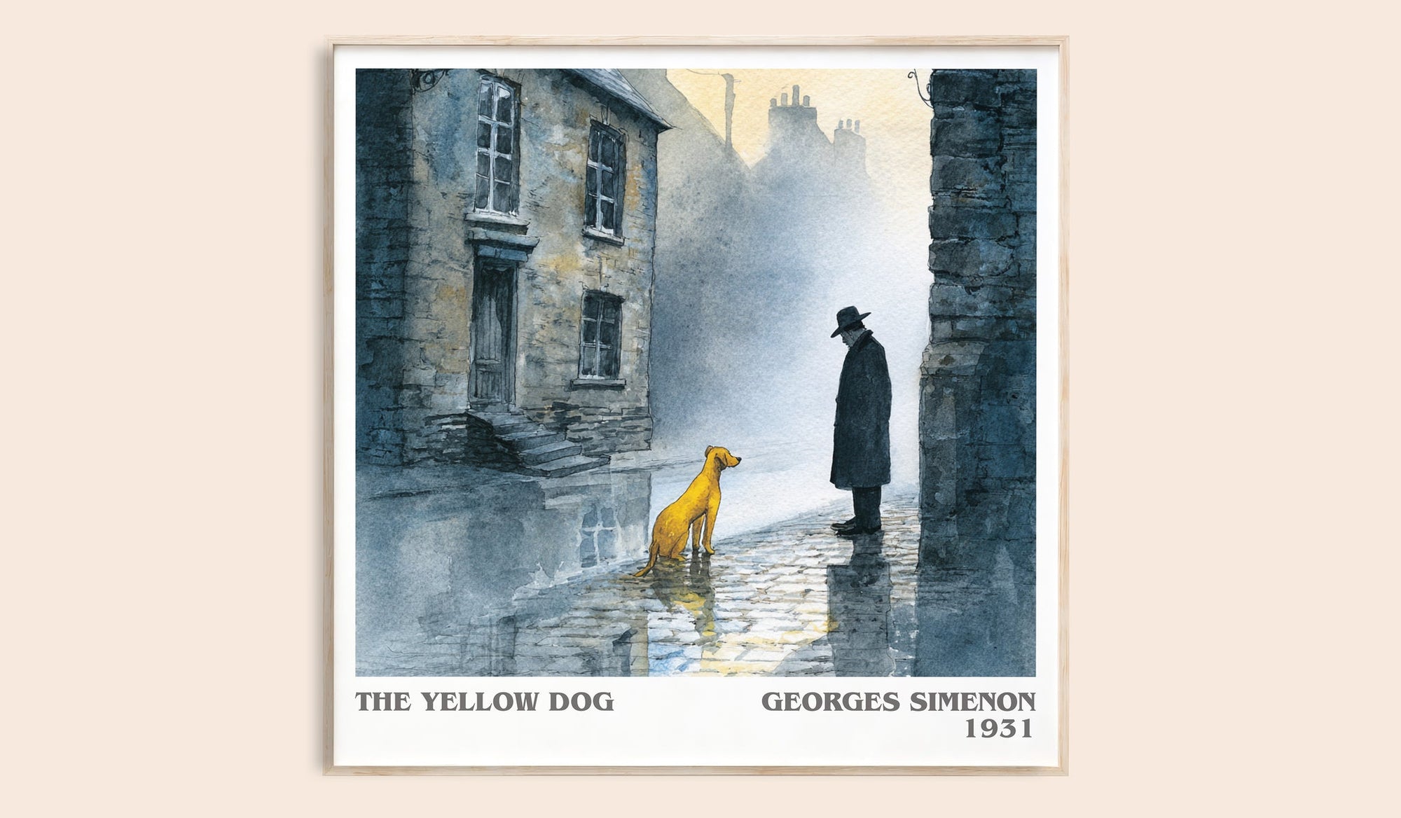 The Yellow Dog literary book poster by Georges Simenon – framed literary art print