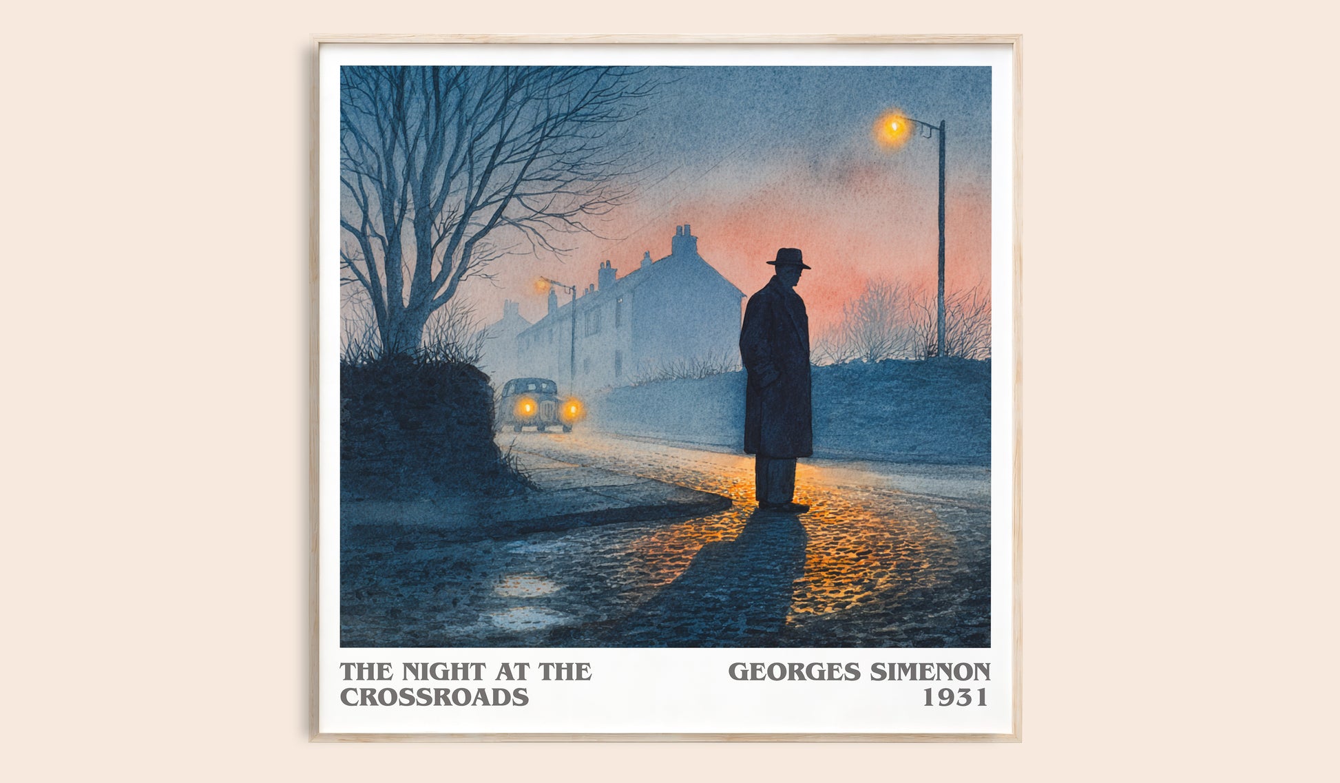 The Night At The Crossroads literary book poster by Georges Simenon – framed literary art print
