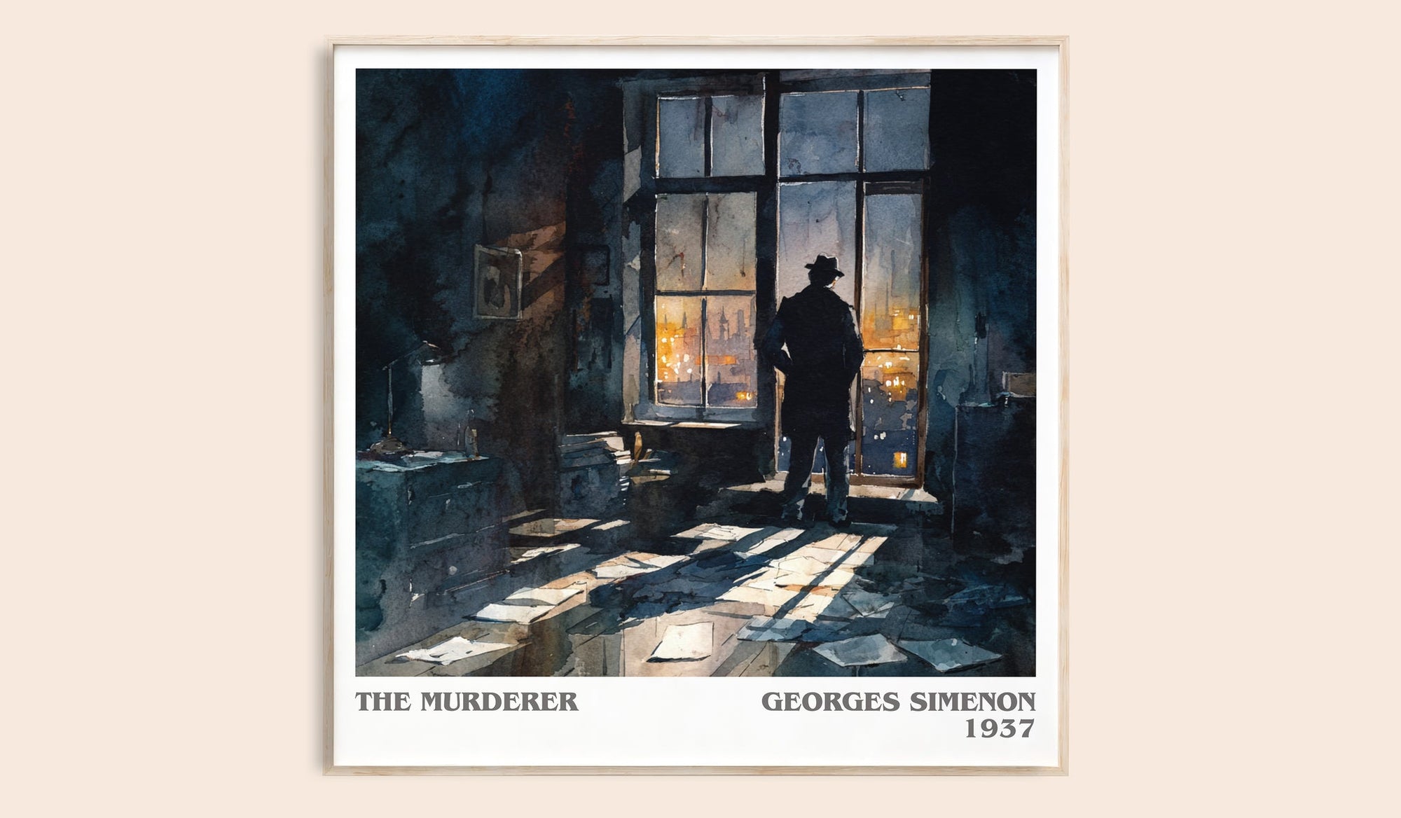 The Murderer literary book poster by Georges Simenon – framed literary art print