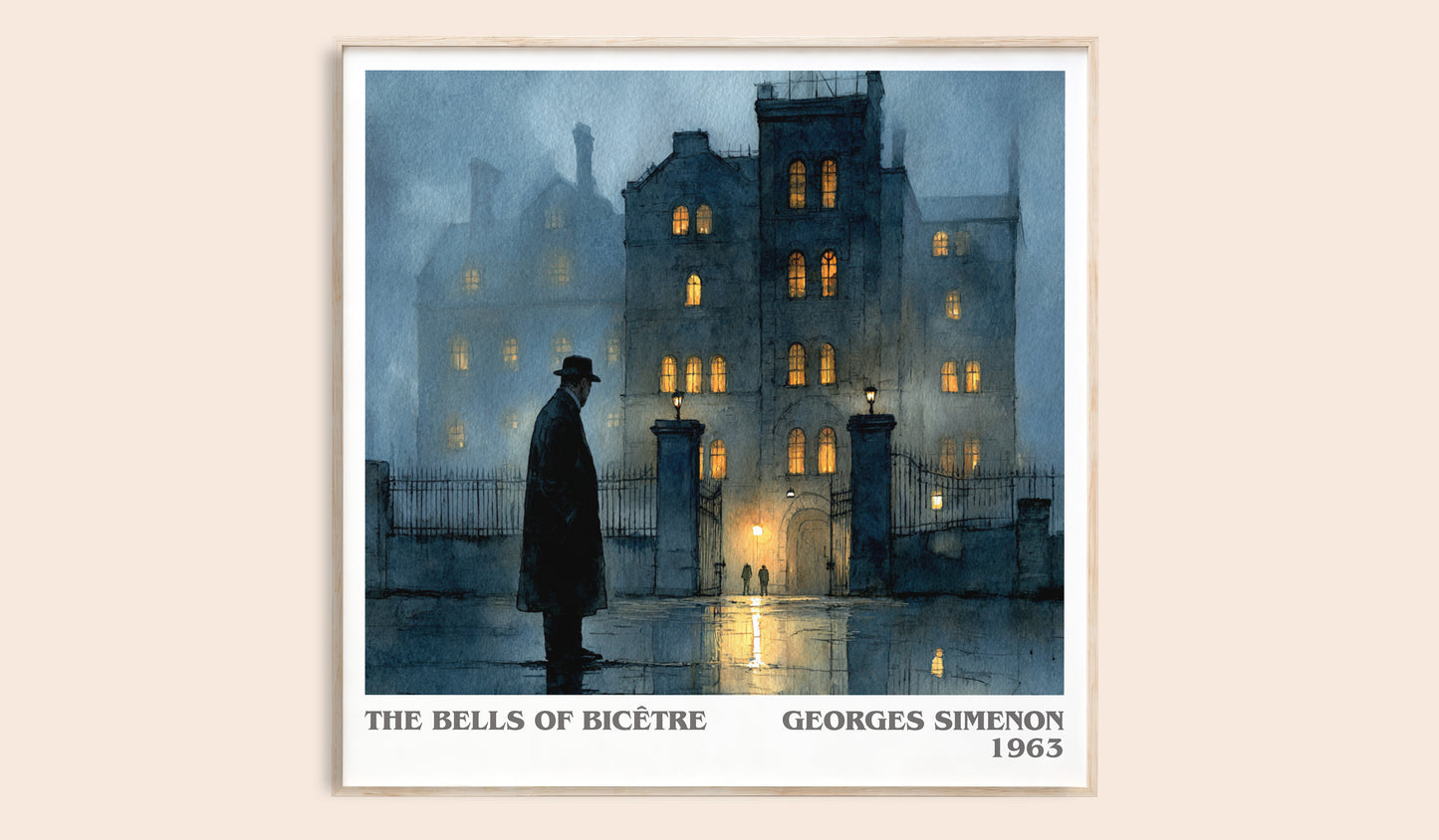 The Bells of Bicêtre literary book poster by Georges Simenon – framed literary art print