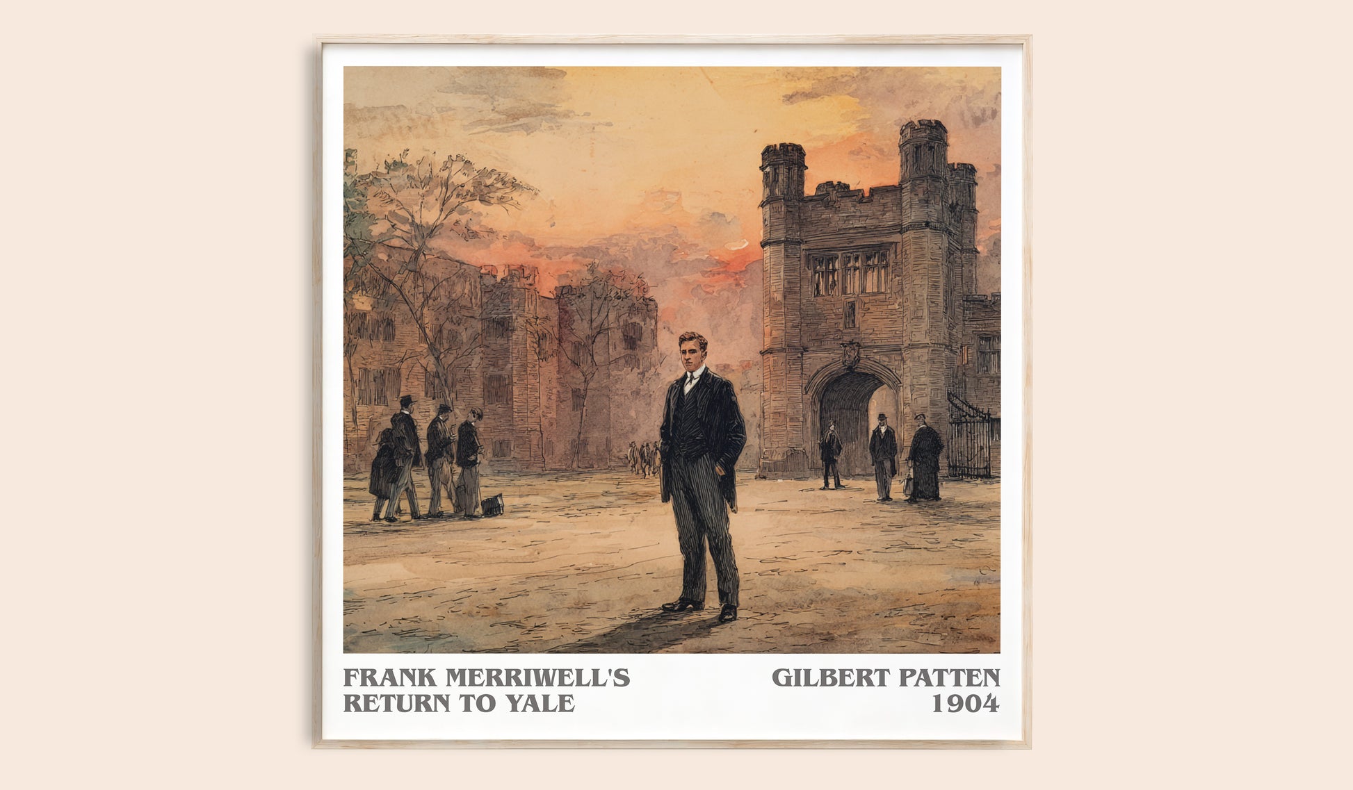 Frank Merriwell's Return To Yale literary book poster by Gilbert Patten – framed literary art print