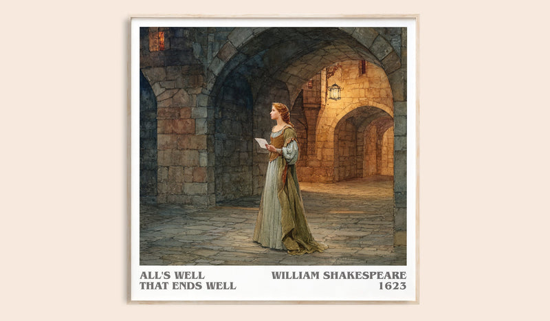 All's Well That Ends Well literary book poster by William Shakespeare – framed literary art print