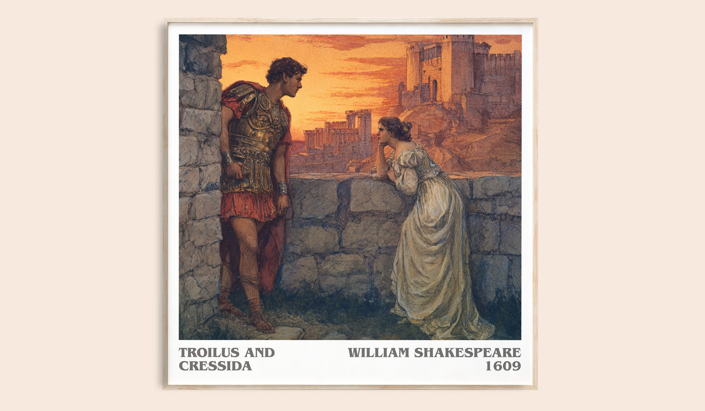 Troilus and Cressida literary book poster by William Shakespeare – framed literary art print
