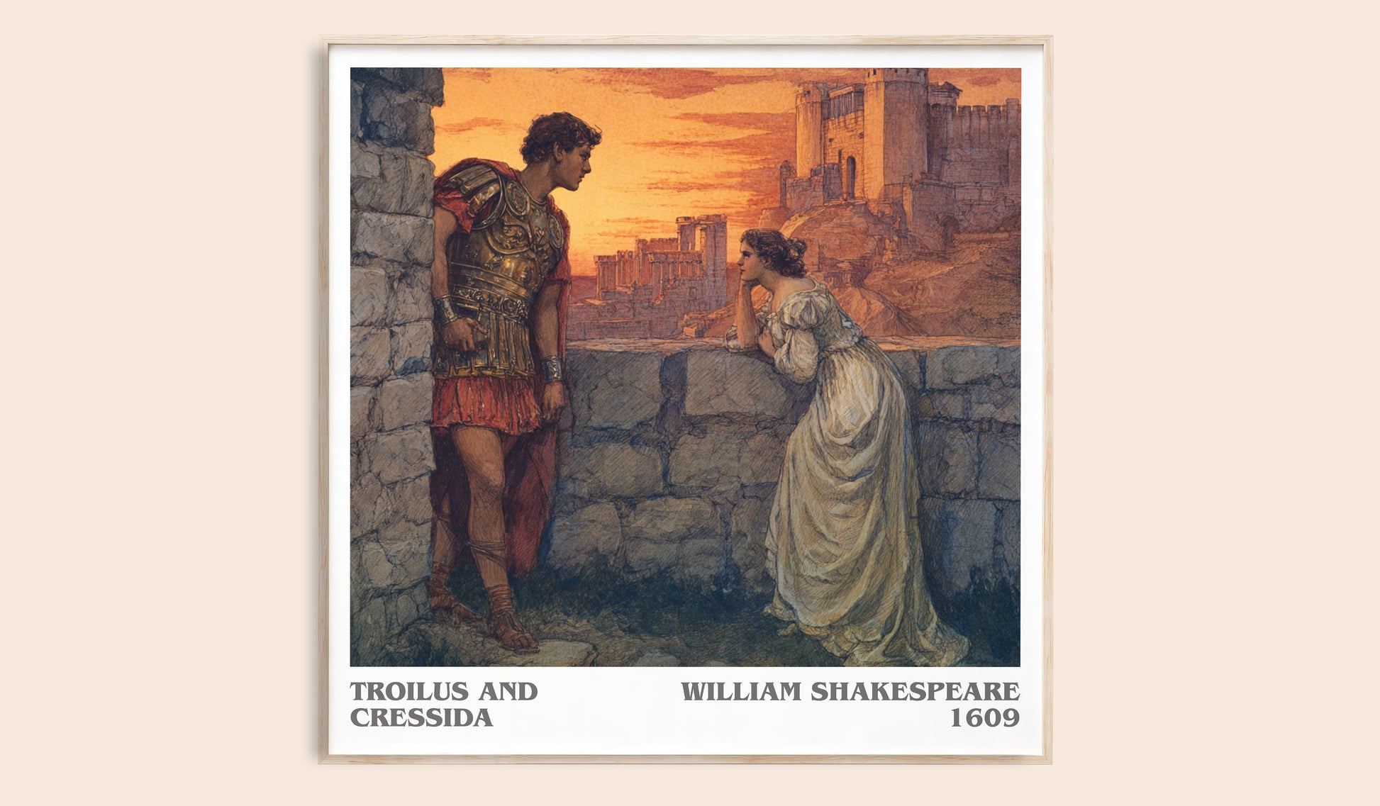 Troilus and Cressida literary book poster by William Shakespeare – framed literary art print