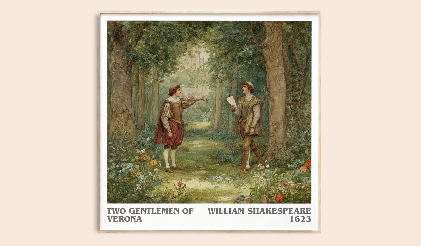The Two Gentlemen of Verona literary book poster by William Shakespeare – framed literary art print