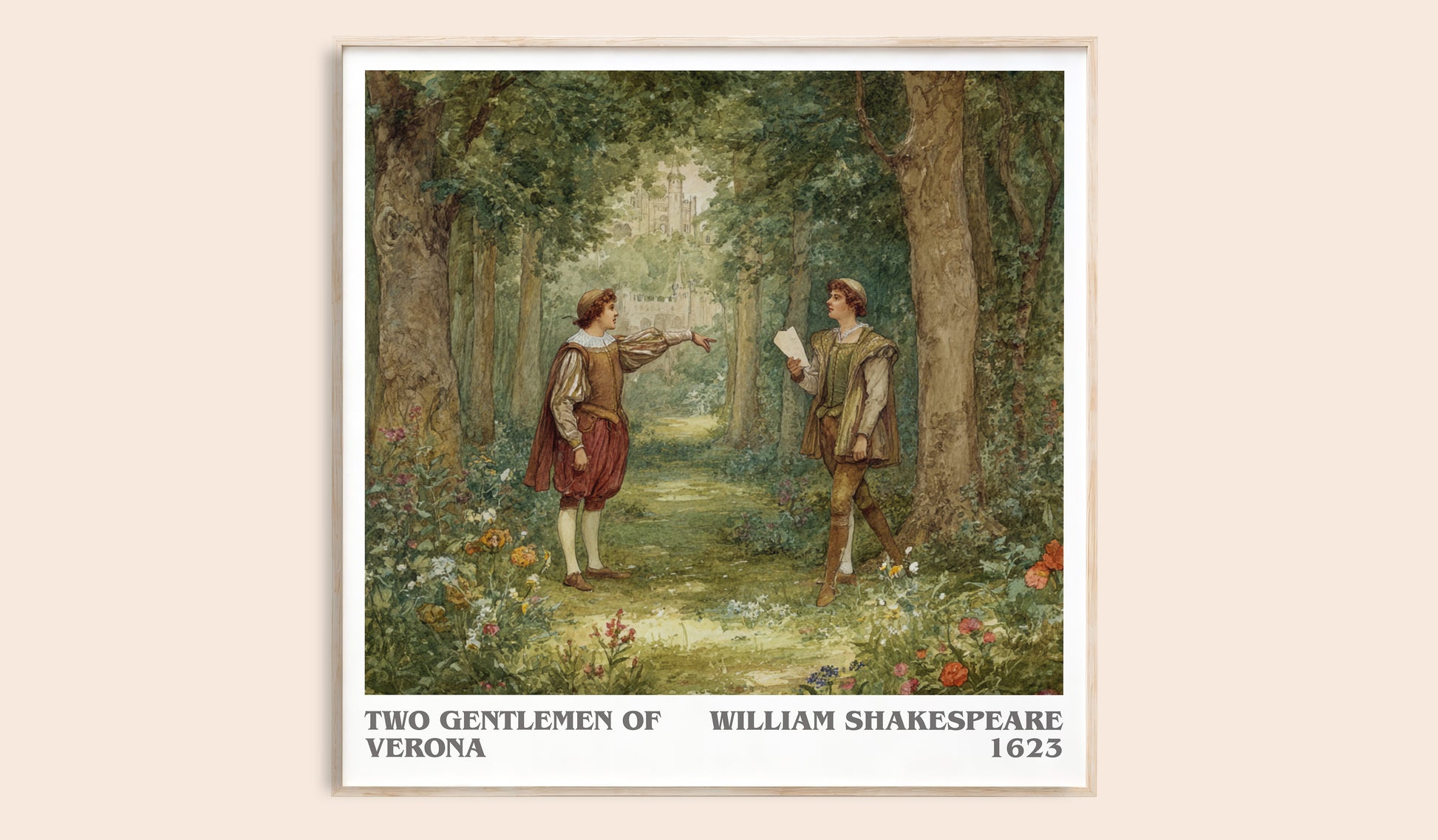 The Two Gentlemen of Verona literary book poster by William Shakespeare – framed literary art print