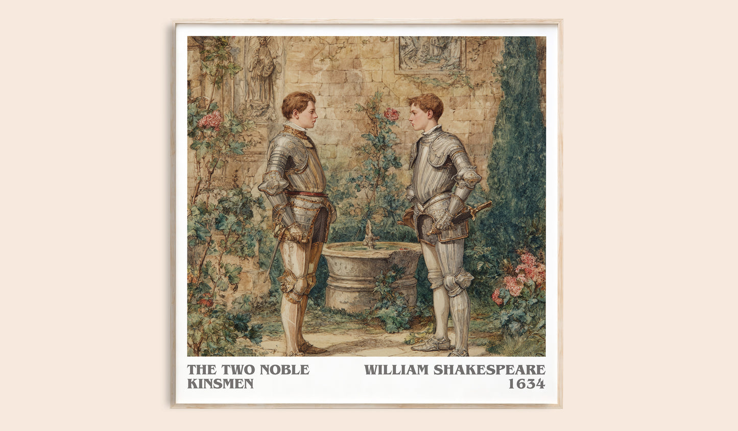 The Two Noble Kinsmen literary book poster by William Shakespeare – framed literary art print