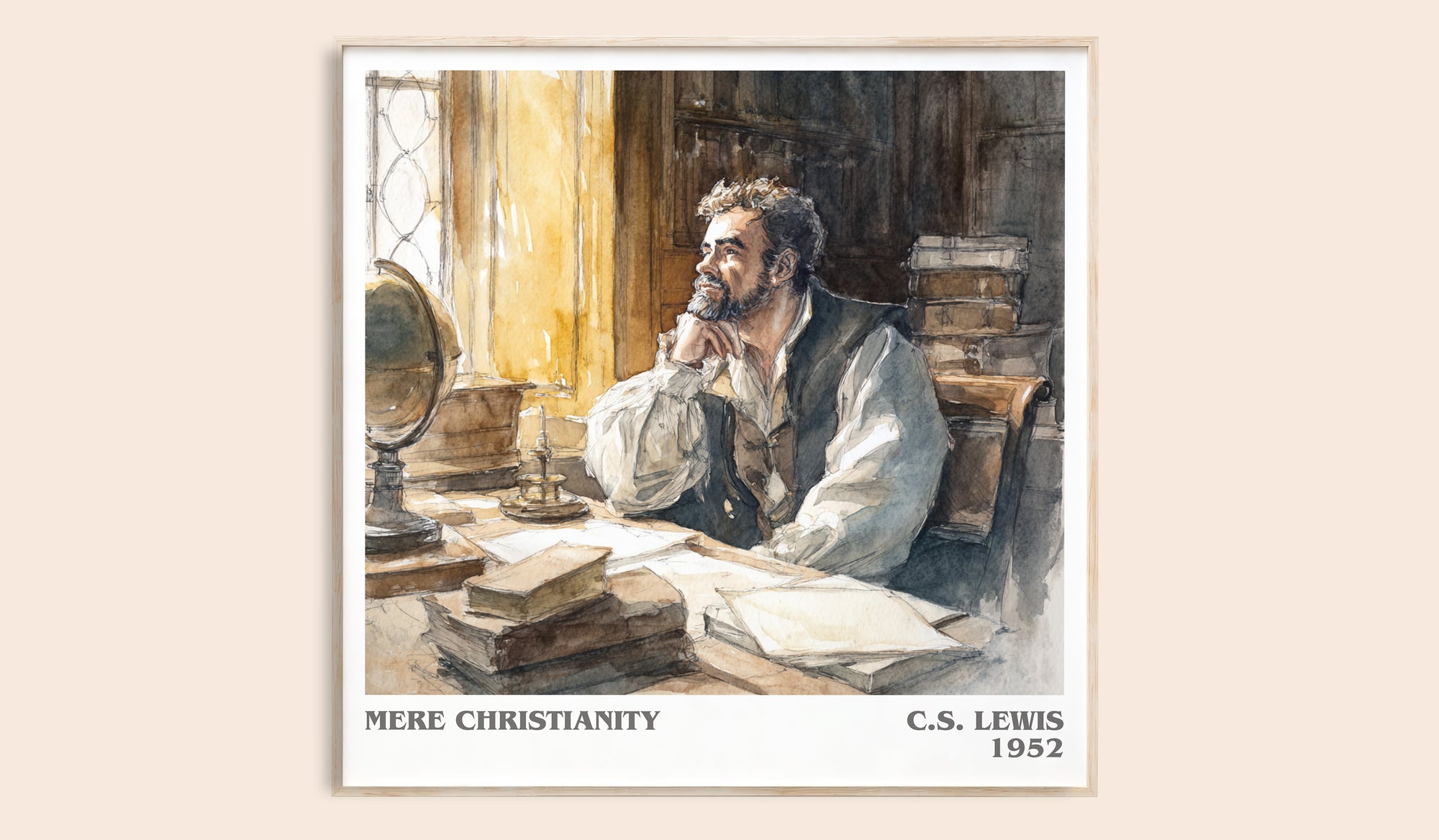 Mere Christianity literary book poster by C.S. Lewis – framed literary art print