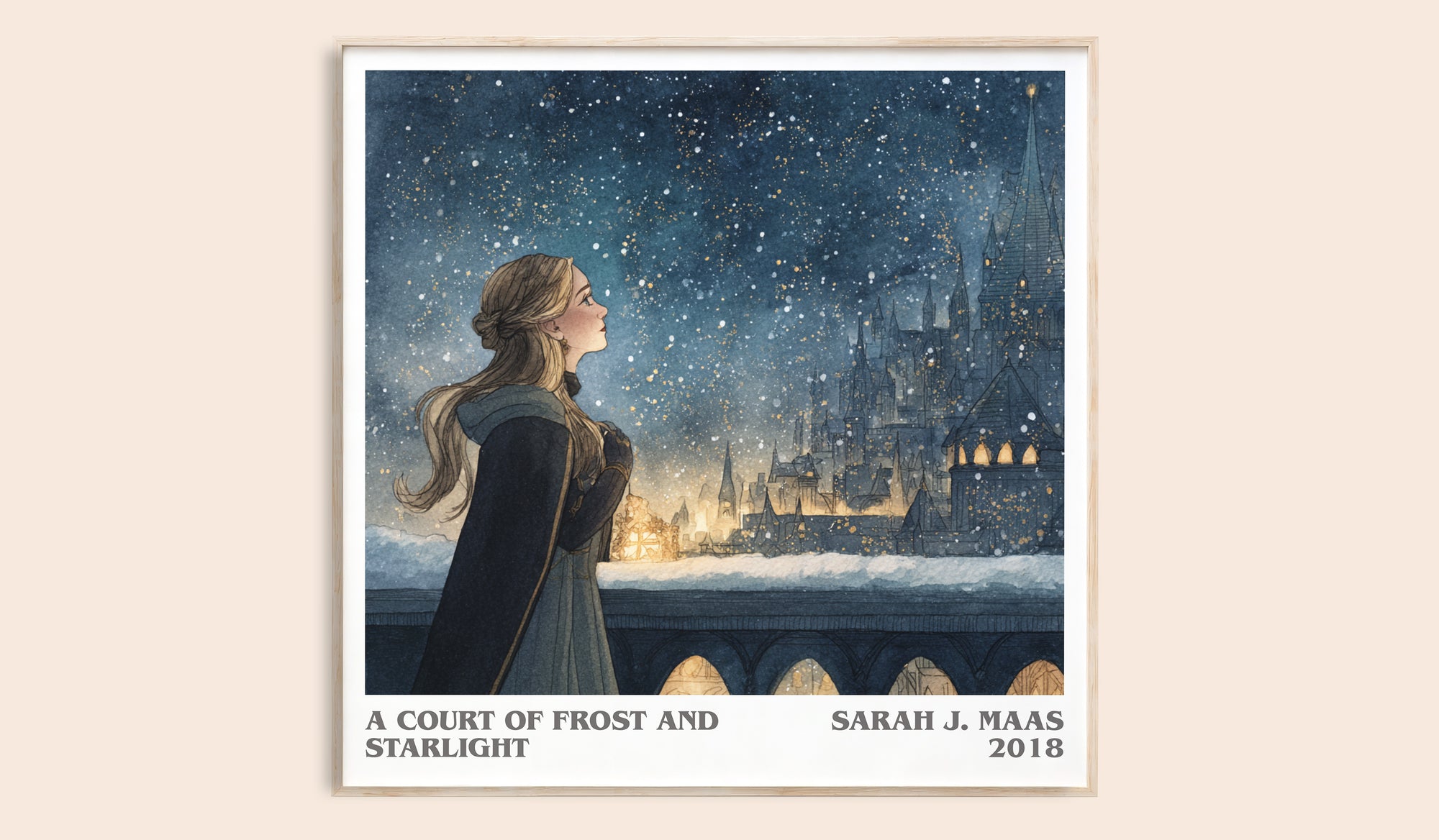 A Court of Frost and Starlight literary book poster by Sarah J. Maas – framed literary art print