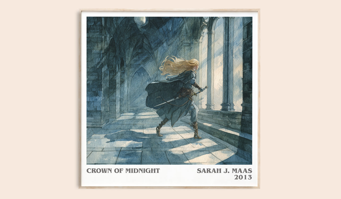 Crown of Midnight literary book poster by Sarah J. Maas – framed literary art print
