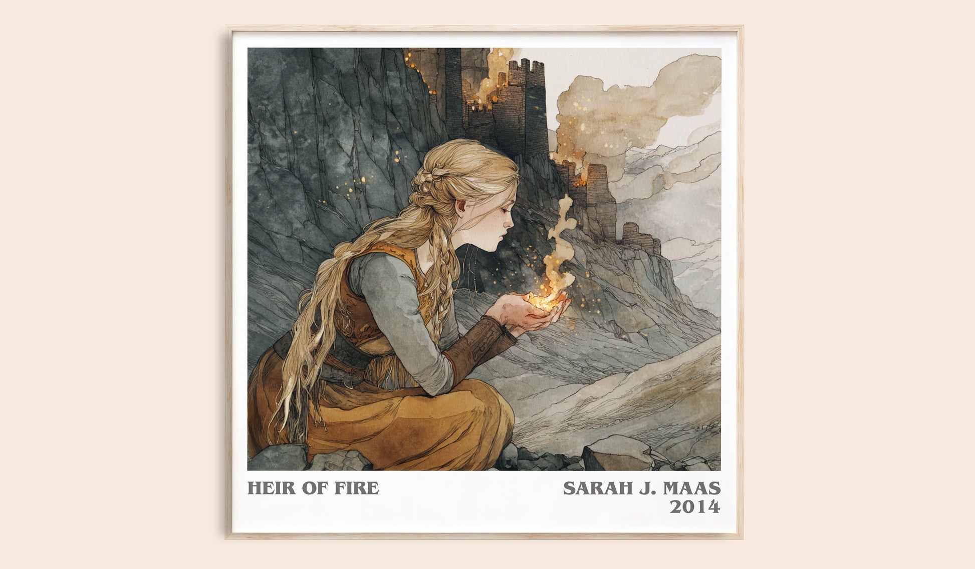 Heir of Fire literary book poster by Sarah J. Maas – framed literary art print