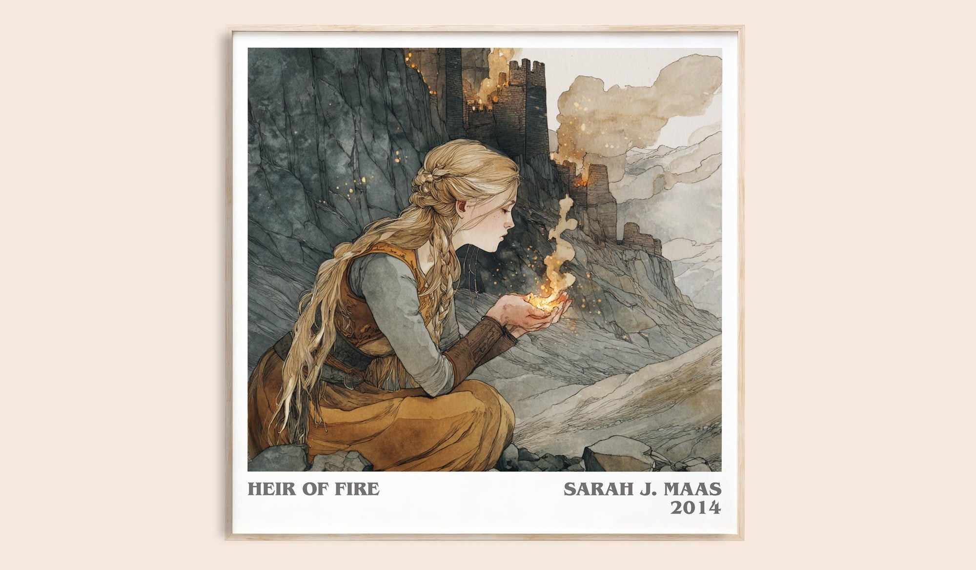 Heir of Fire literary book poster by Sarah J. Maas – framed literary art print