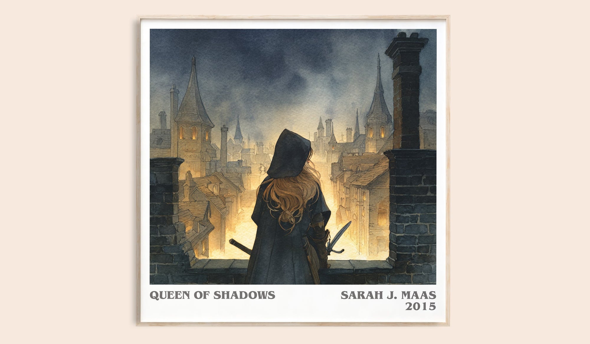 Queen of Shadows literary book poster by Sarah J. Maas – framed literary art print