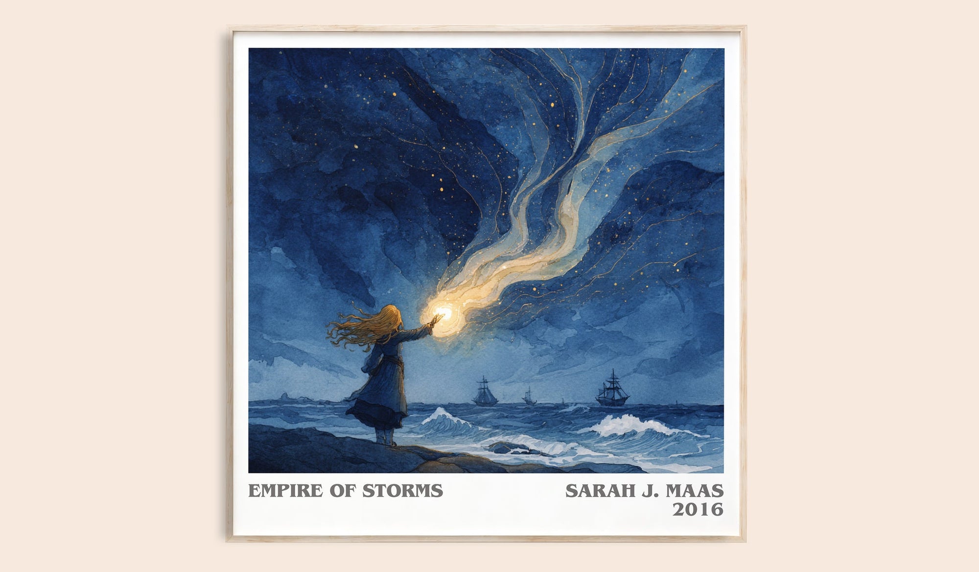 Empire of Storms literary book poster by Sarah J. Maas – framed literary art print