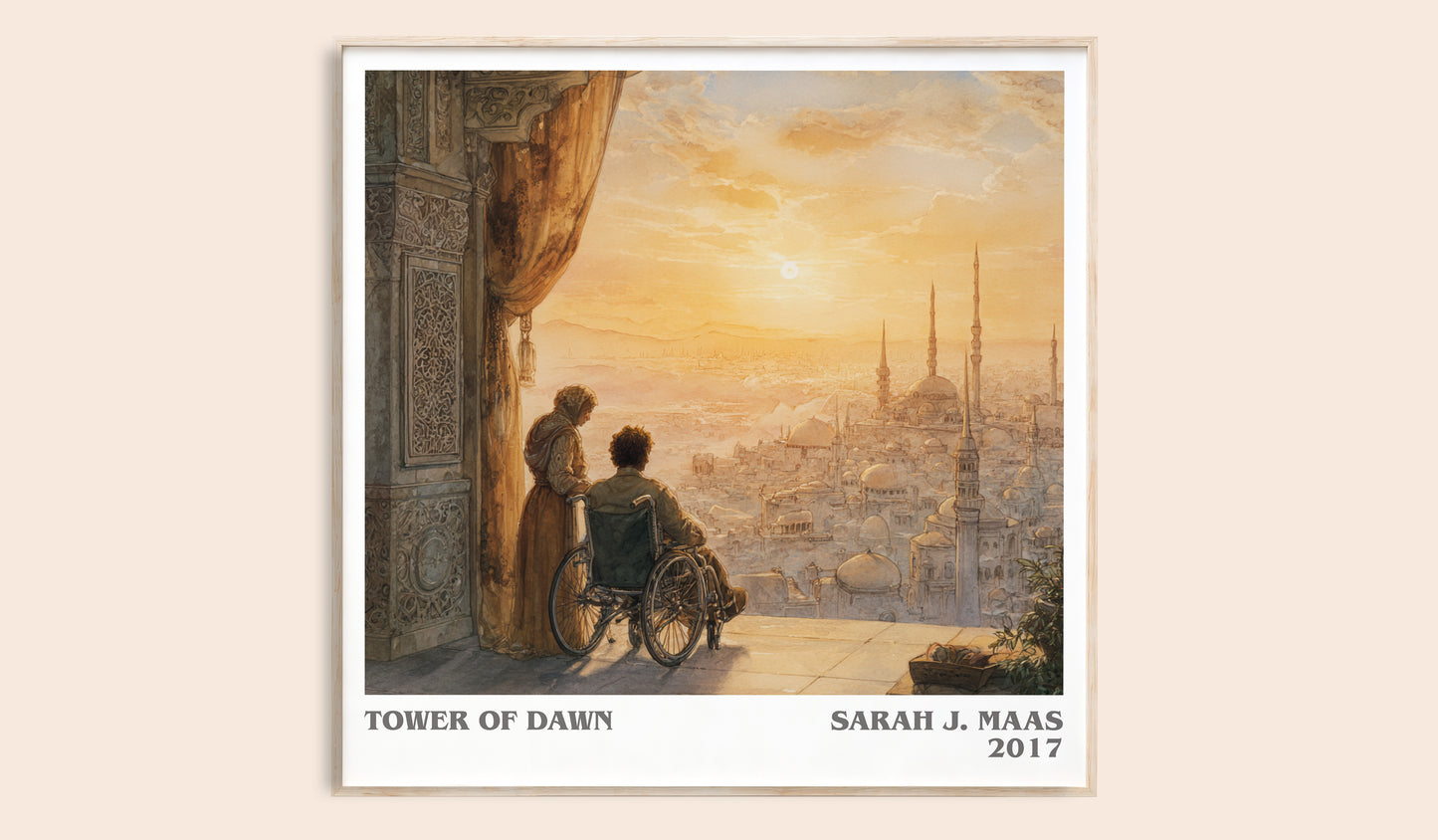 Tower of Dawn literary book poster by Sarah J. Maas – framed literary art print
