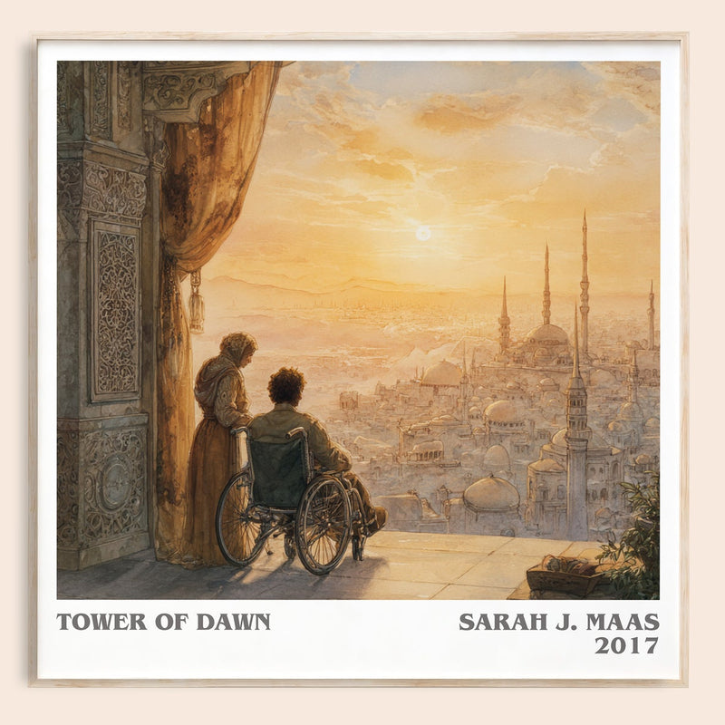 Tower of Dawn literary book poster by Sarah J. Maas – framed literary art print