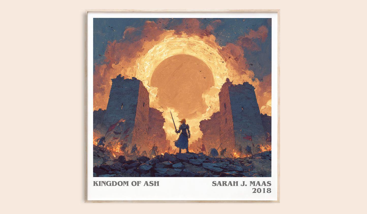 Kingdom of Ash literary book poster by Sarah J. Maas – framed literary art print