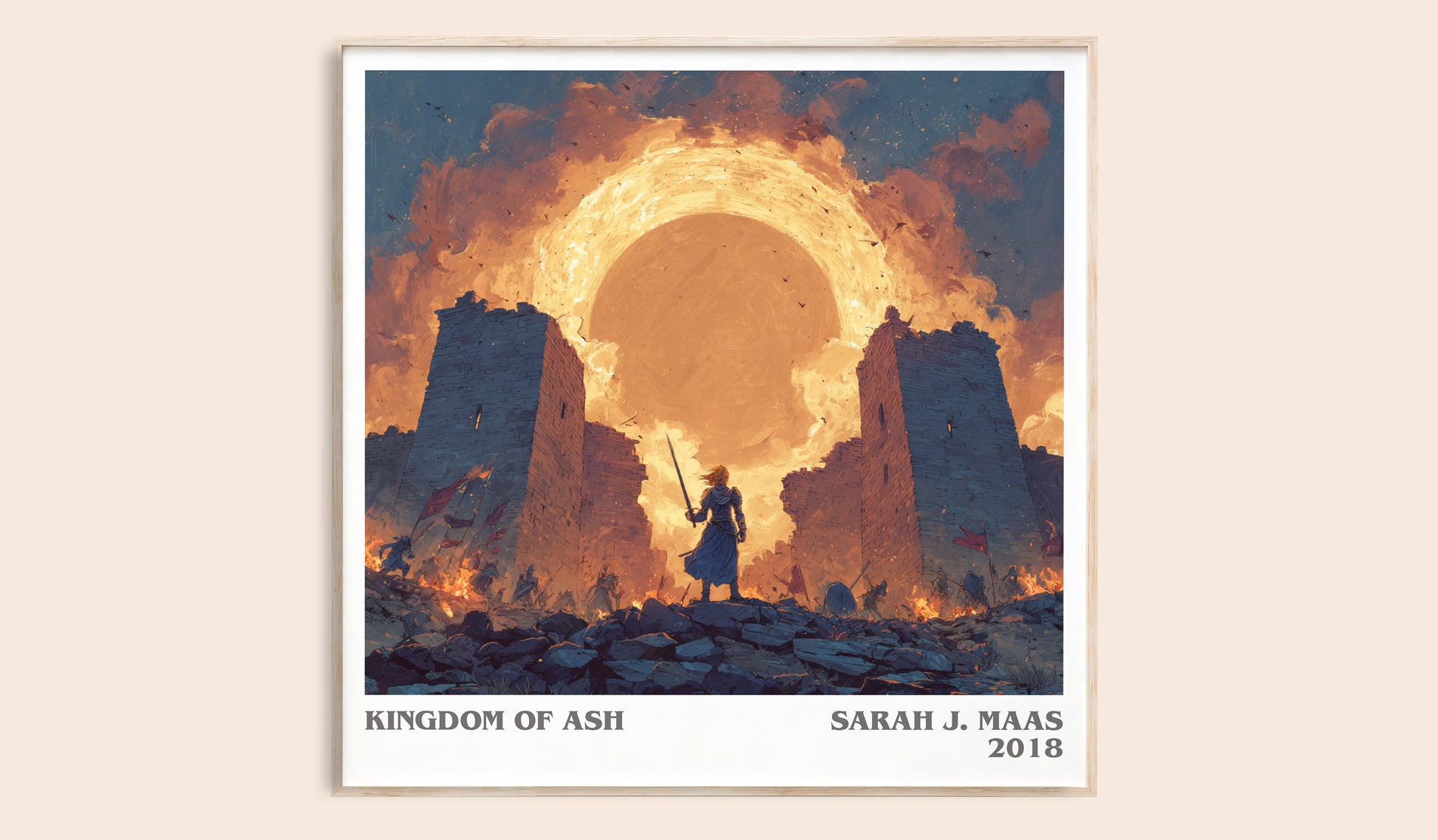 Kingdom of Ash literary book poster by Sarah J. Maas – framed literary art print