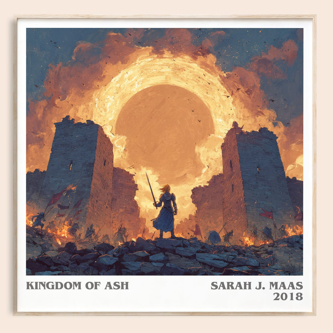 Kingdom of Ash literary book poster by Sarah J. Maas – framed literary art print