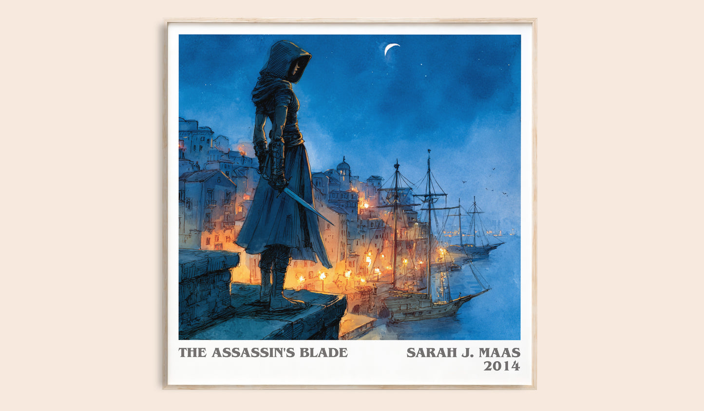 The Assassin's Blade literary book poster by Sarah J. Maas – framed literary art print
