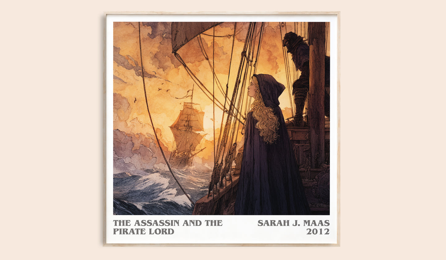The Assassin And The Pirate Lord literary book poster by Sarah J. Maas – framed literary art print