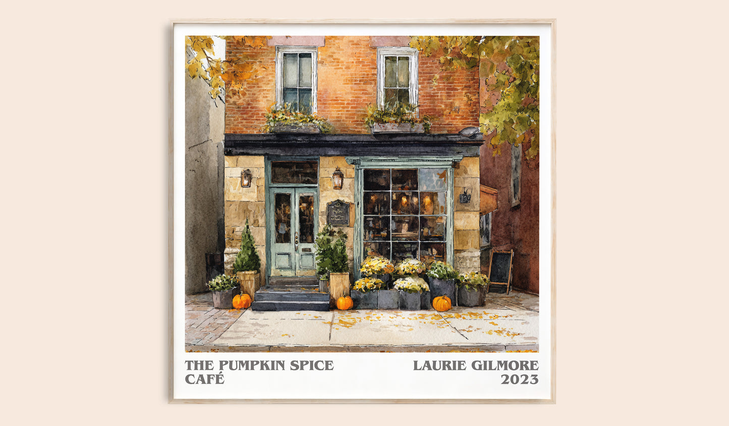 The Pumpkin Spice Café literary book poster by Laurie Gilmore – framed literary art print